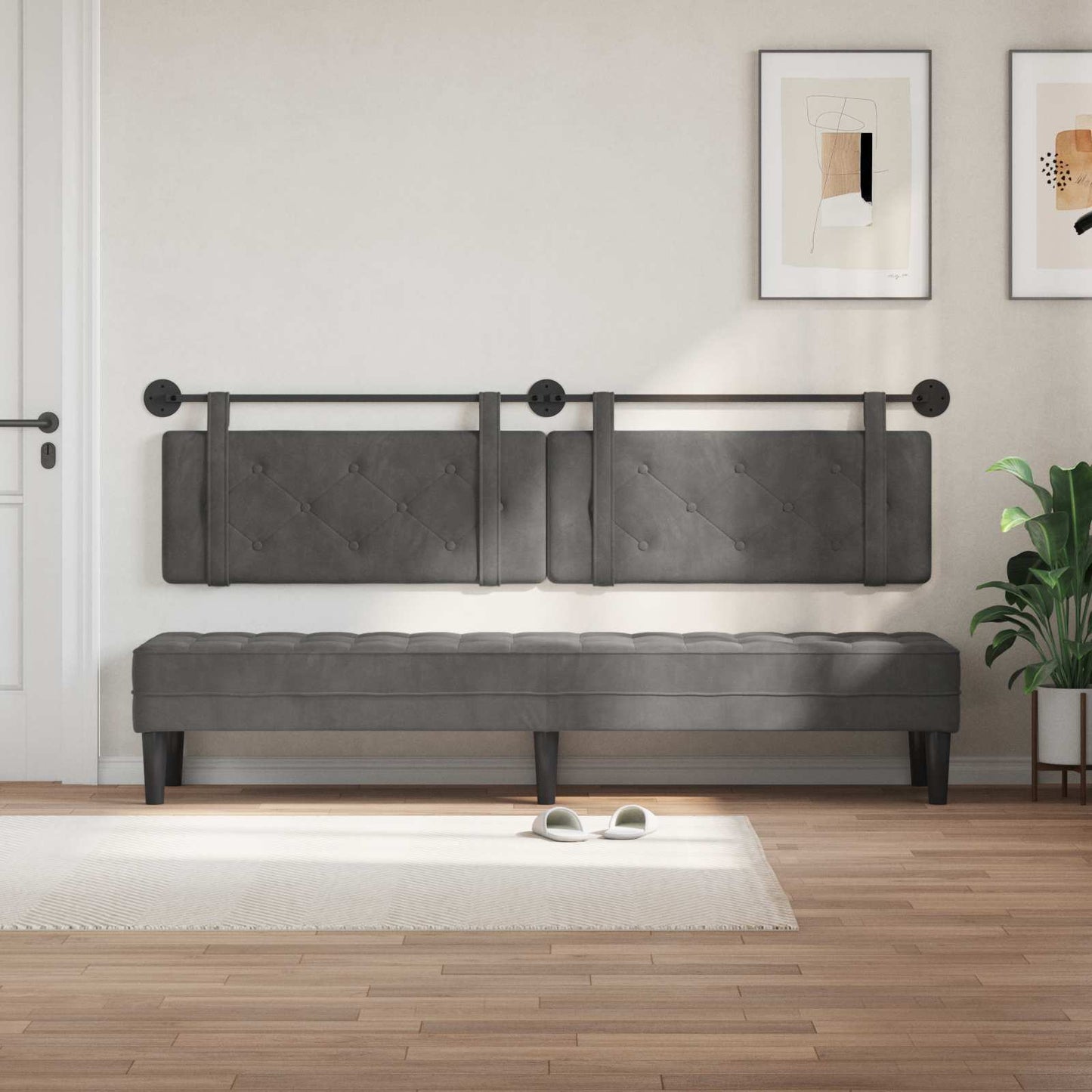 Testata appesa Grigio scuro 210 x 55 x 5 cm Velluto