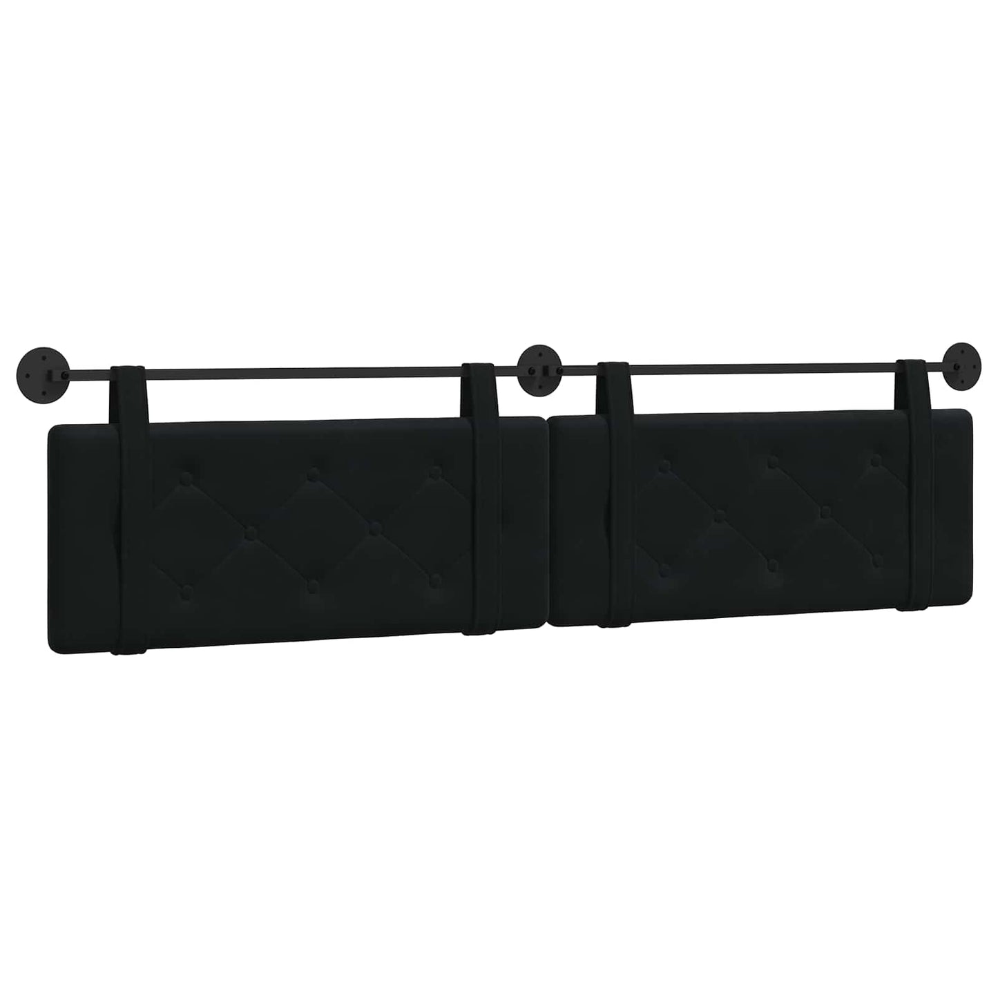 Testata appesa Montaggio a parete Nero 210 x 55 x 5 cm Velluto