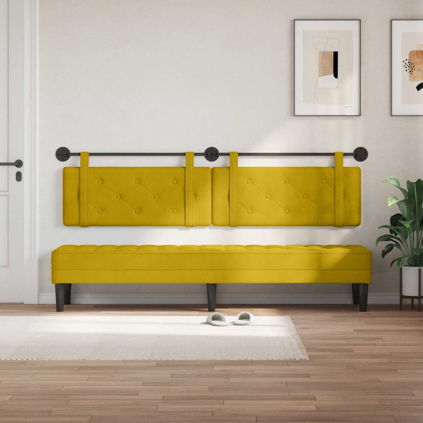 Testata appesa Giallo 210 x 55 x 5 cm Velluto