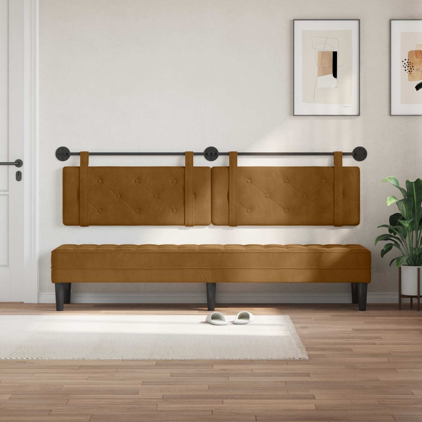 Testata appesa Marrone 210 x 55 x 5 cm Velluto