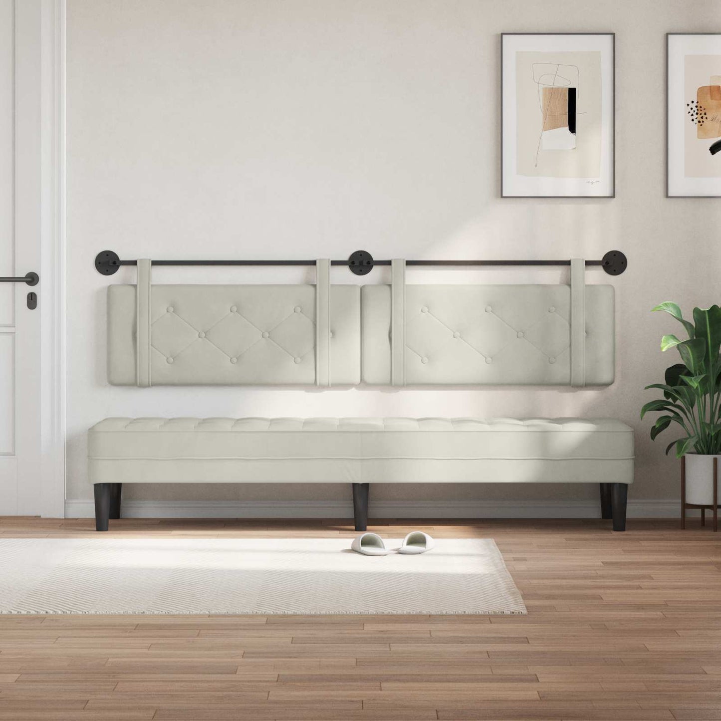 Testata appesa Montaggio a parete Crema 210 x 55 x 5 cm Velluto