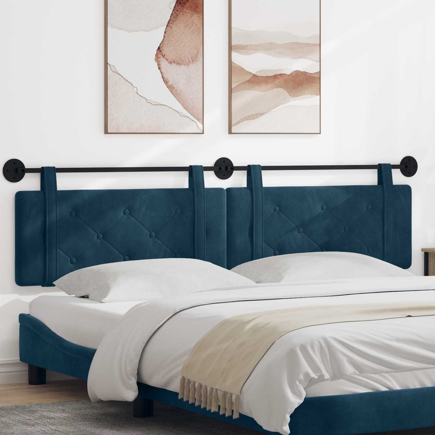 Testata appesa Montaggio a parete Blu 210 x 55 x 5 cm Velluto
