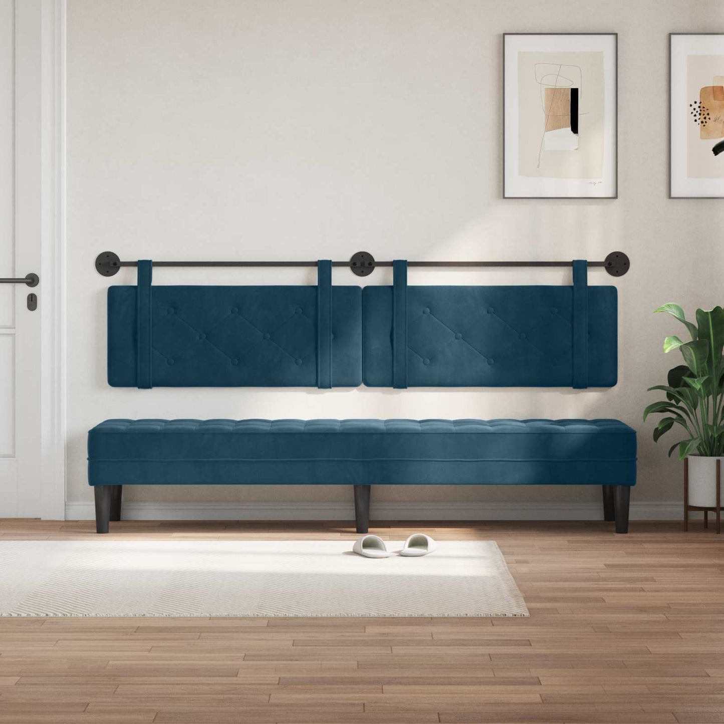 Testata appesa Montaggio a parete Blu 210 x 55 x 5 cm Velluto