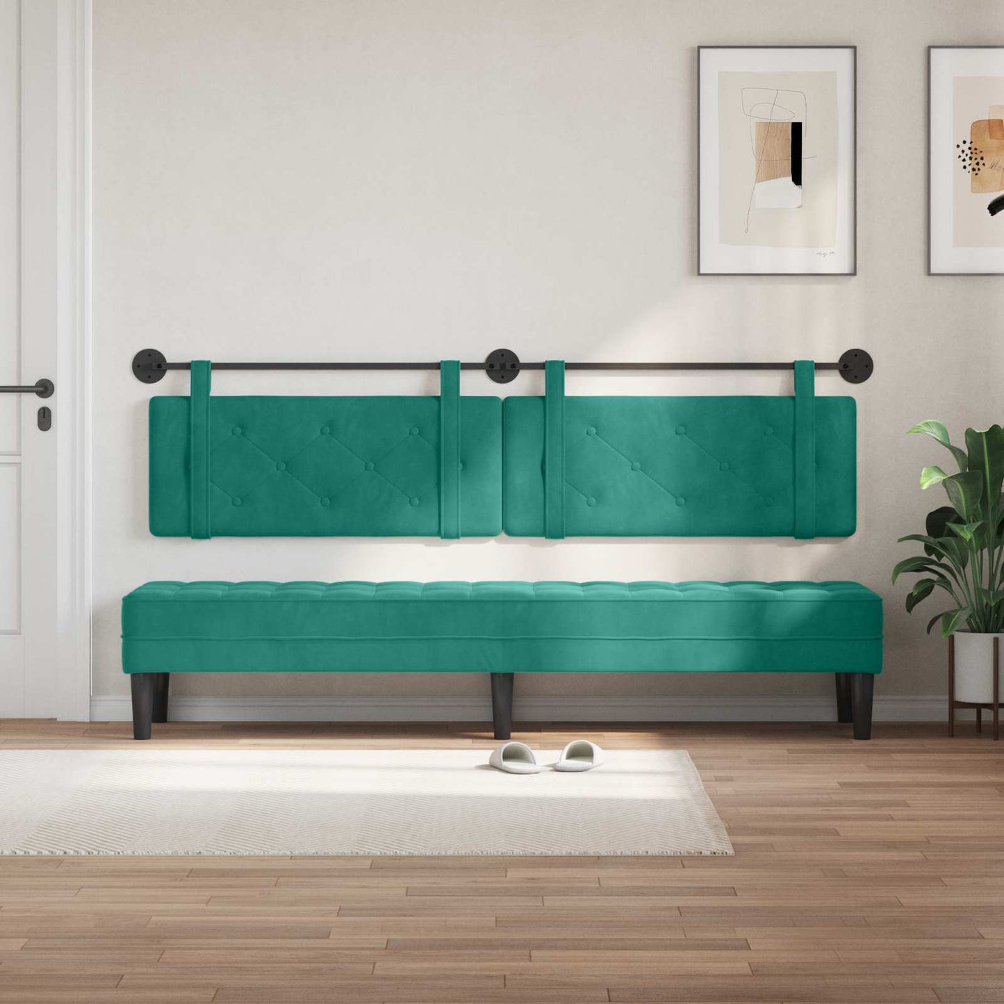 Testata appesa Turchese 210 x 55 x 5 cm Velluto