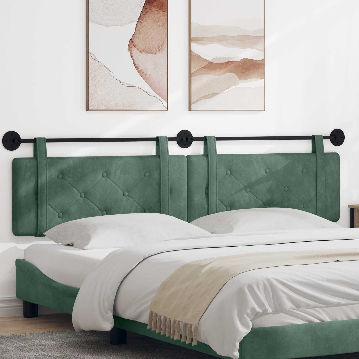 Testata appesa Verde Mare 210 x 55 x 5 cm Velluto