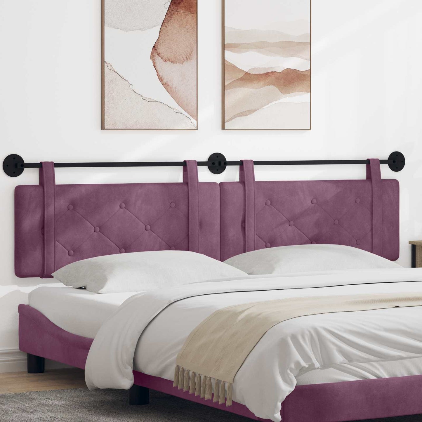 Testata appesa Montaggio a parete Viola 210 x 55 x 5 cm Velluto