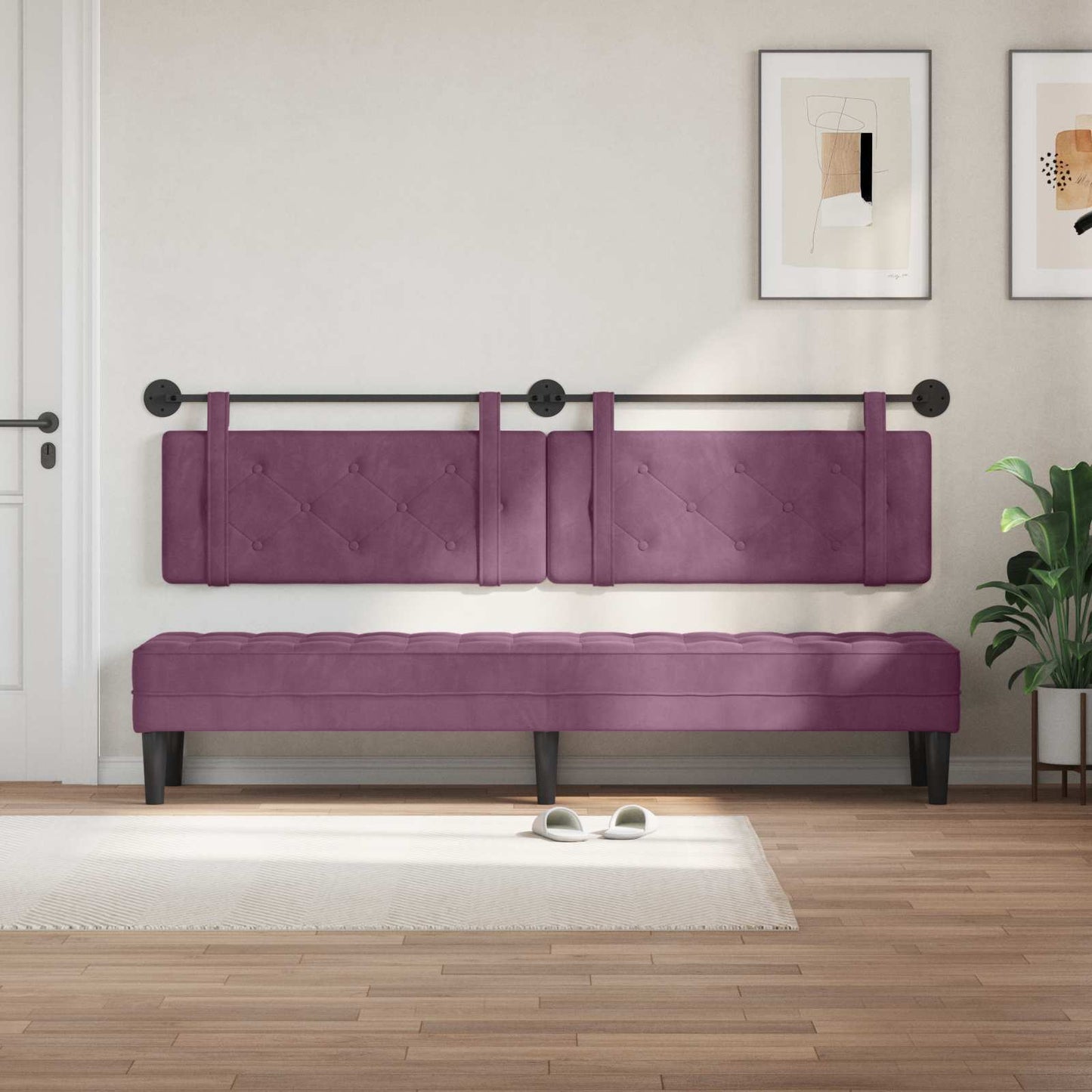 Testata appesa Montaggio a parete Viola 210 x 55 x 5 cm Velluto