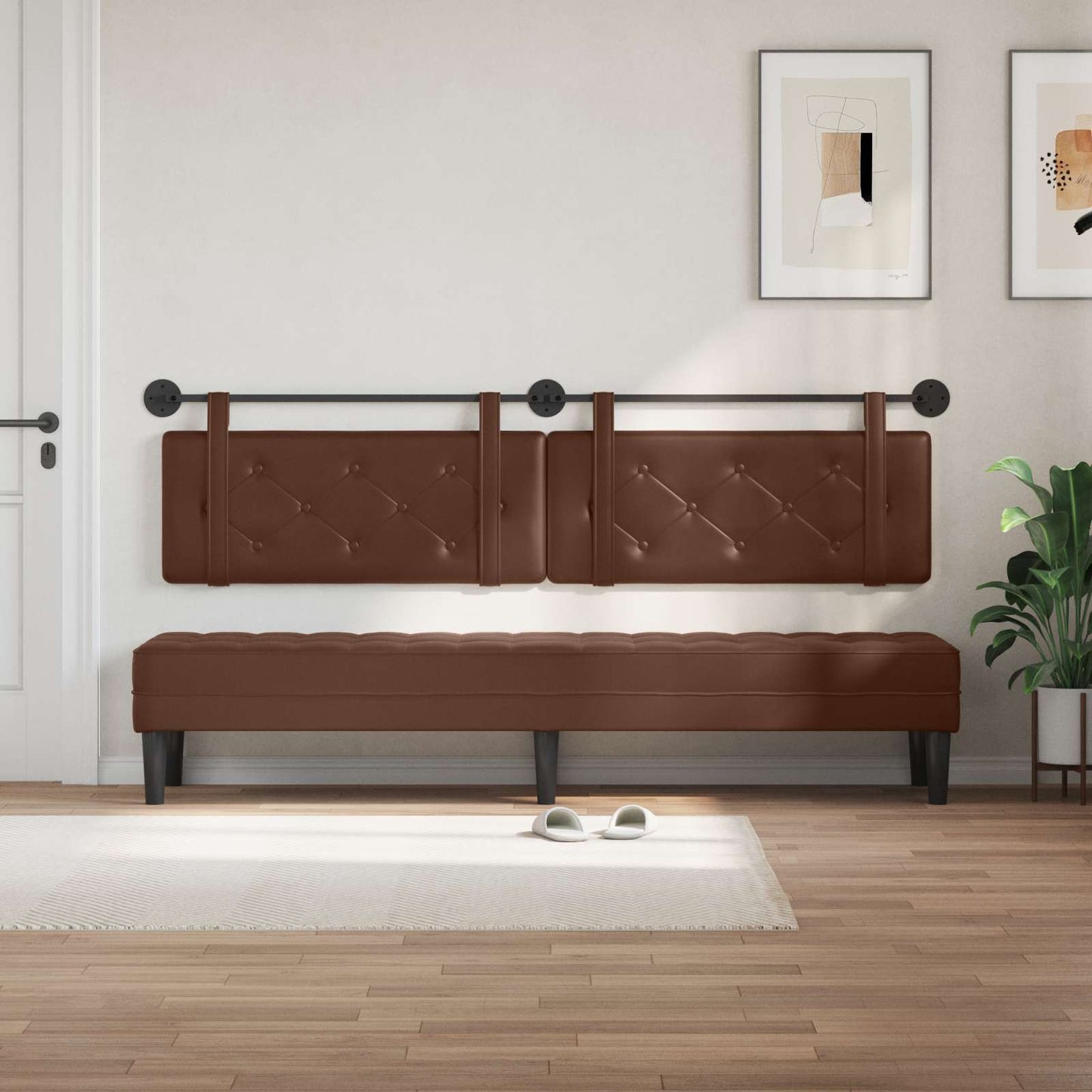 Testata appesa Marrone 210 x 55 x 5 cm Pelle Sintetica