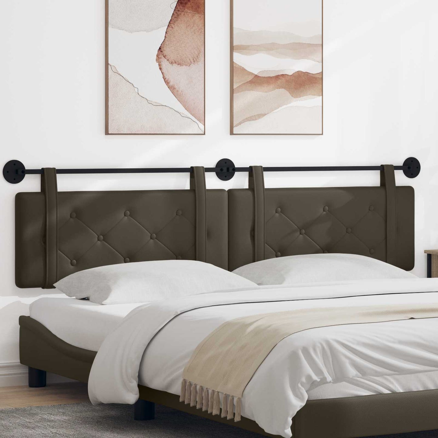 Testata appesa Grigio 210 x 55 x 5 cm Pelle Sintetica
