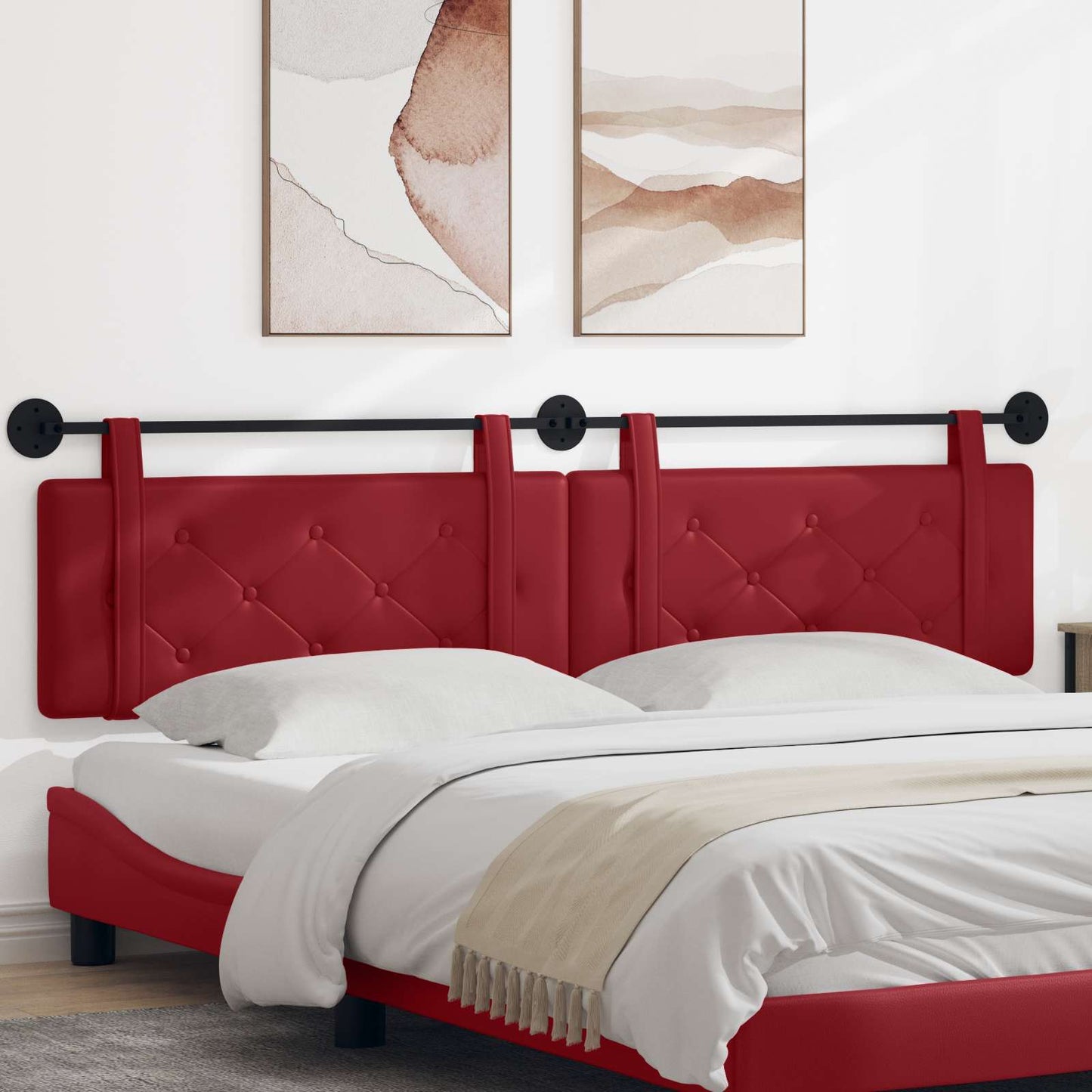 Testata appesa Rosso Vino 210 x 55 x 5 cm Pelle Sintetica