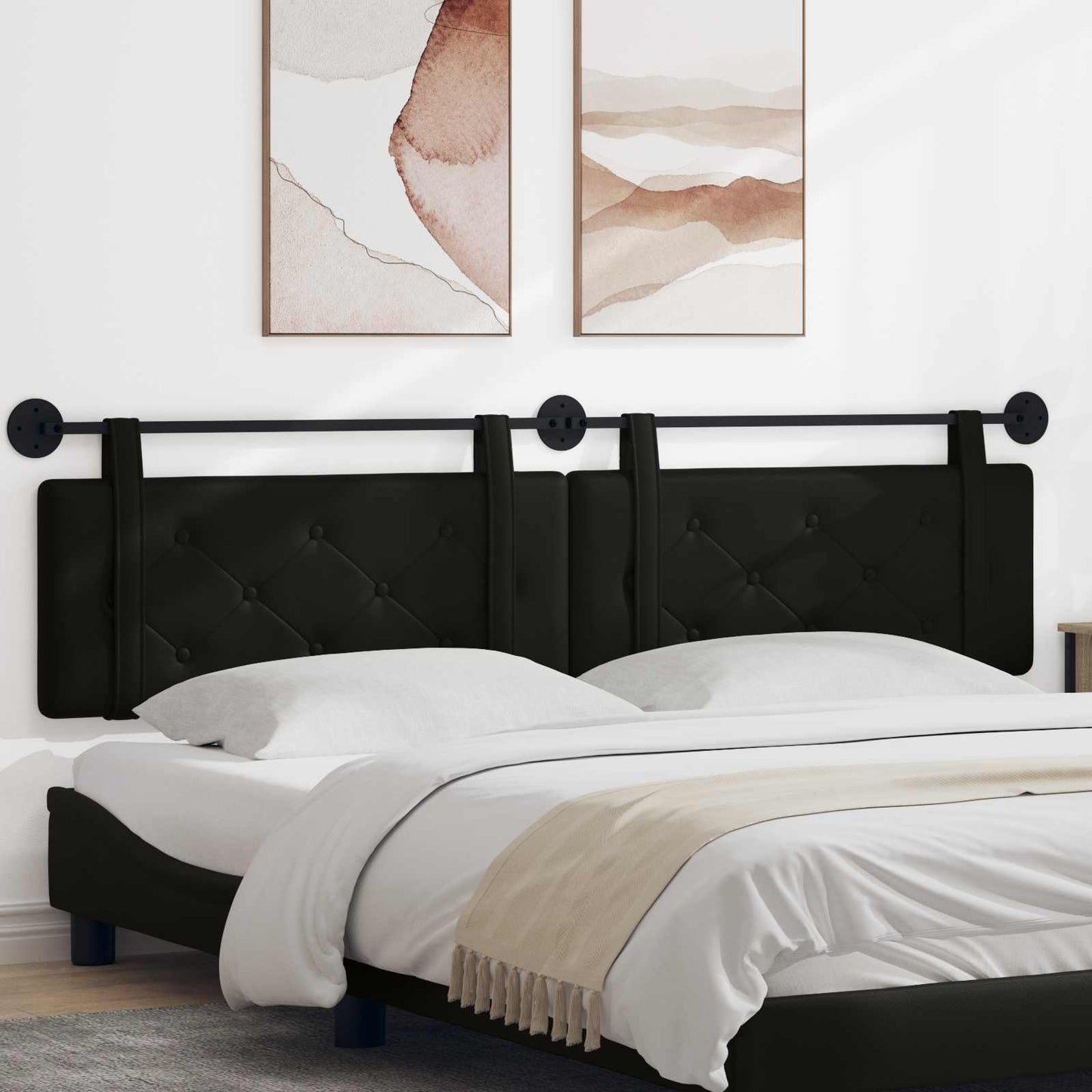 Testata appesa Nero 210 x 55 x 5 cm Pelle Sintetica