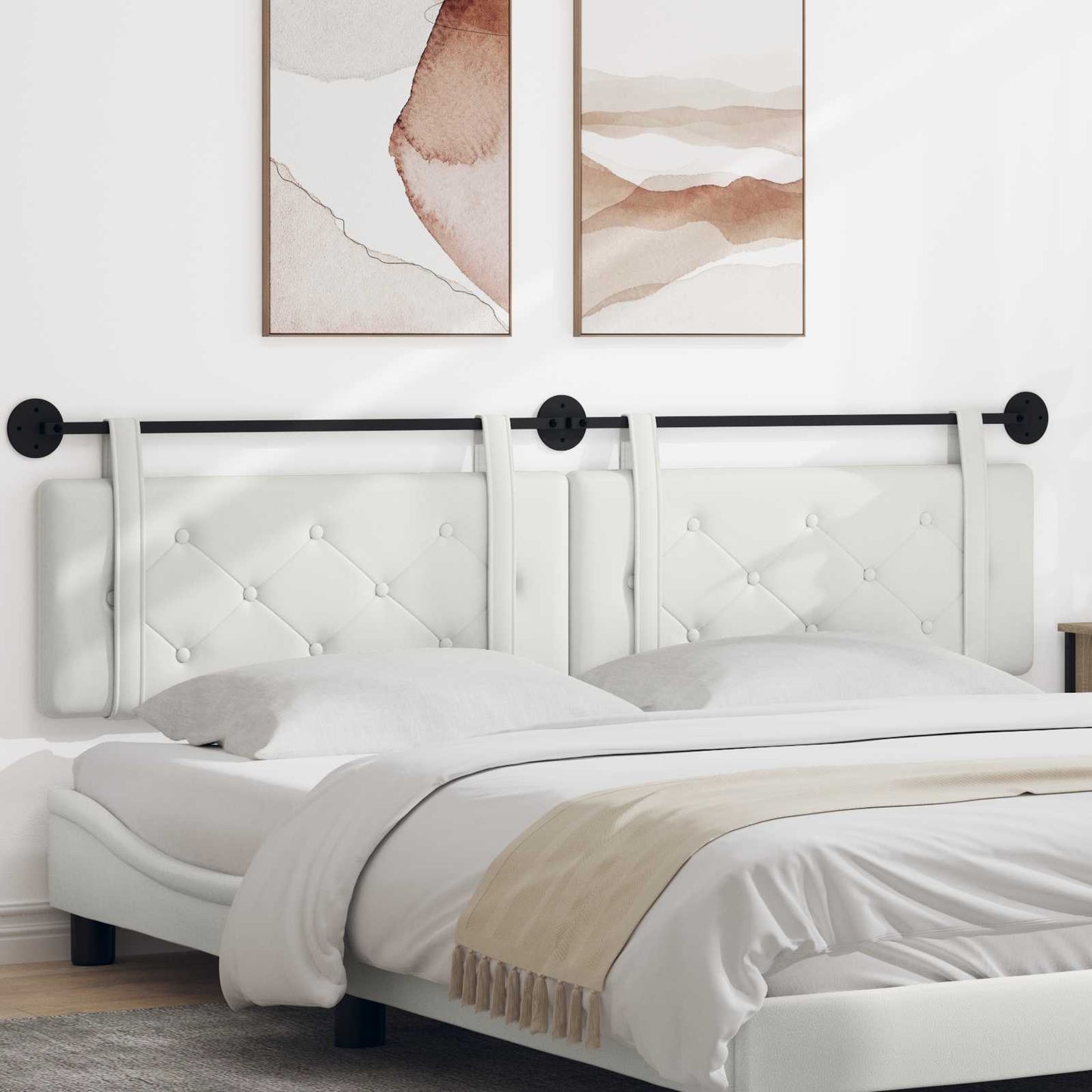 Testata appesa Bianco 210 x 55 x 5 cm Pelle Sintetica