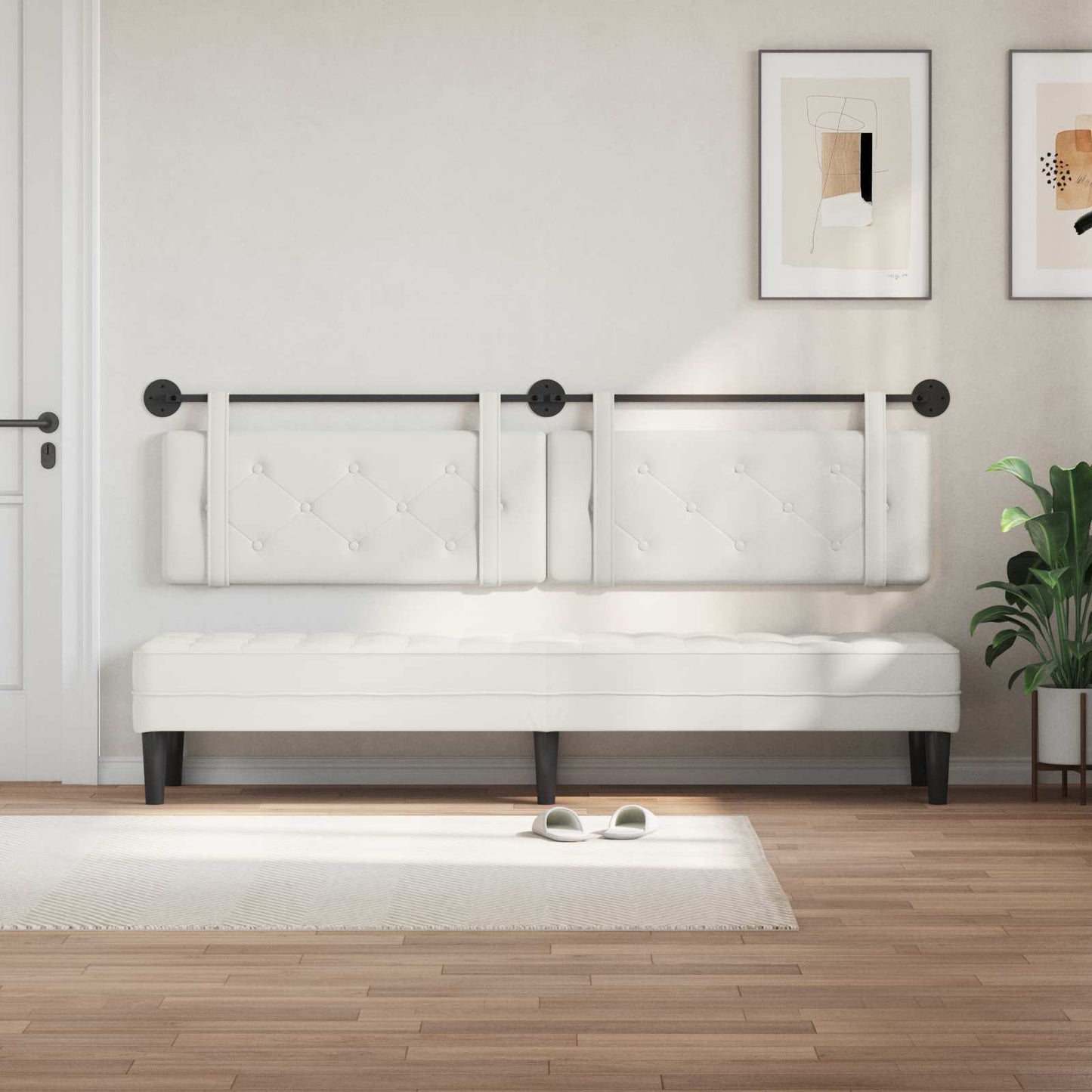 Testata appesa Bianco 210 x 55 x 5 cm Pelle Sintetica