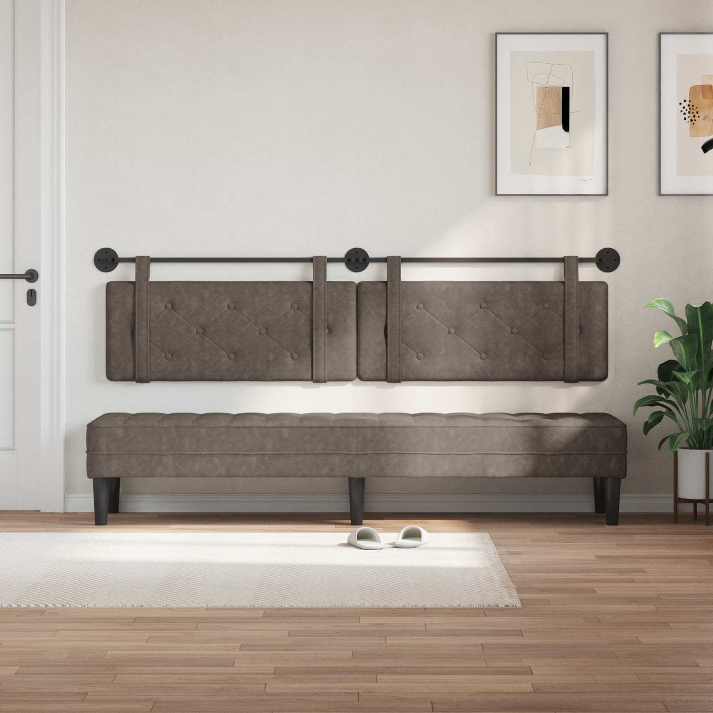 Testata appesa Grigio 210 x 55 x 5 cm PU Antico