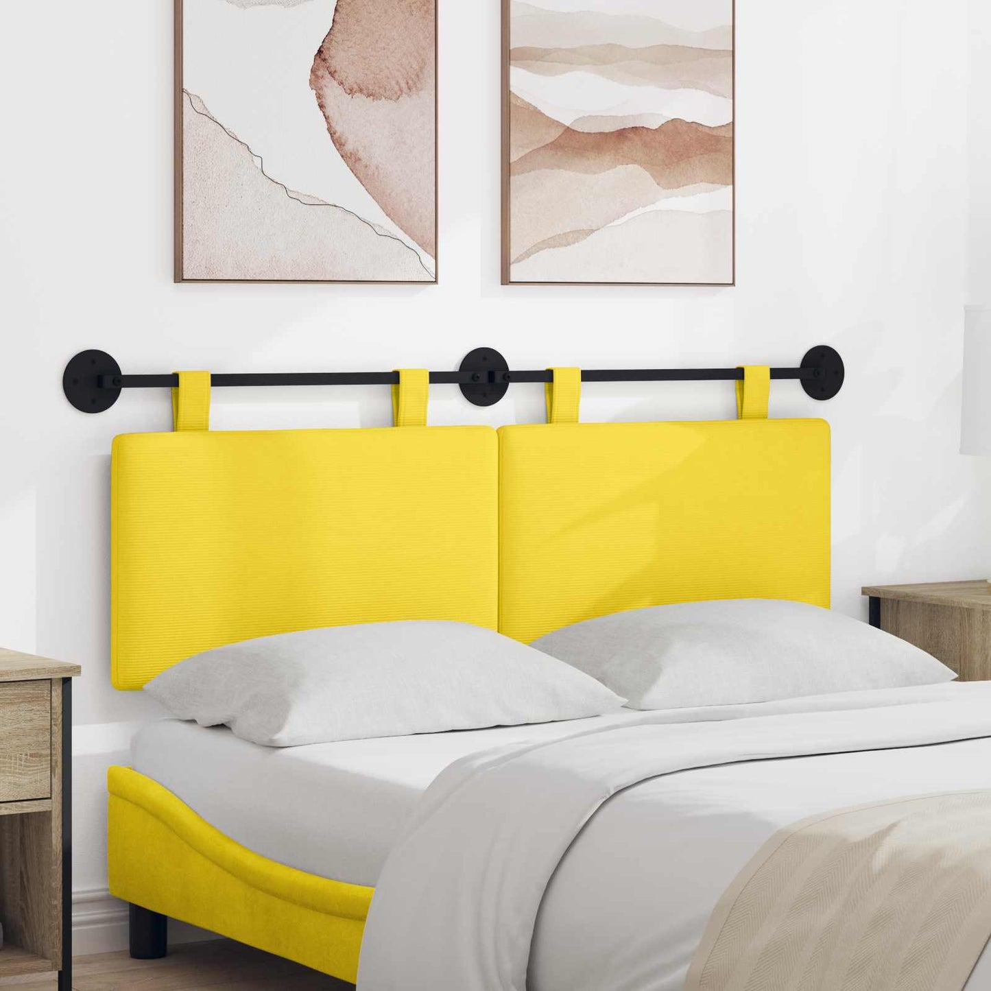 Testata appesa Giallo Chiaro 150 x 55 x 5 cm Tessuto in Cords
