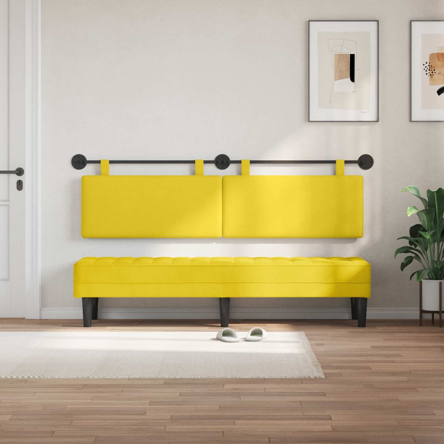Testata appesa Giallo Chiaro 170 x 55 x 5 cm Tessuto in Cords