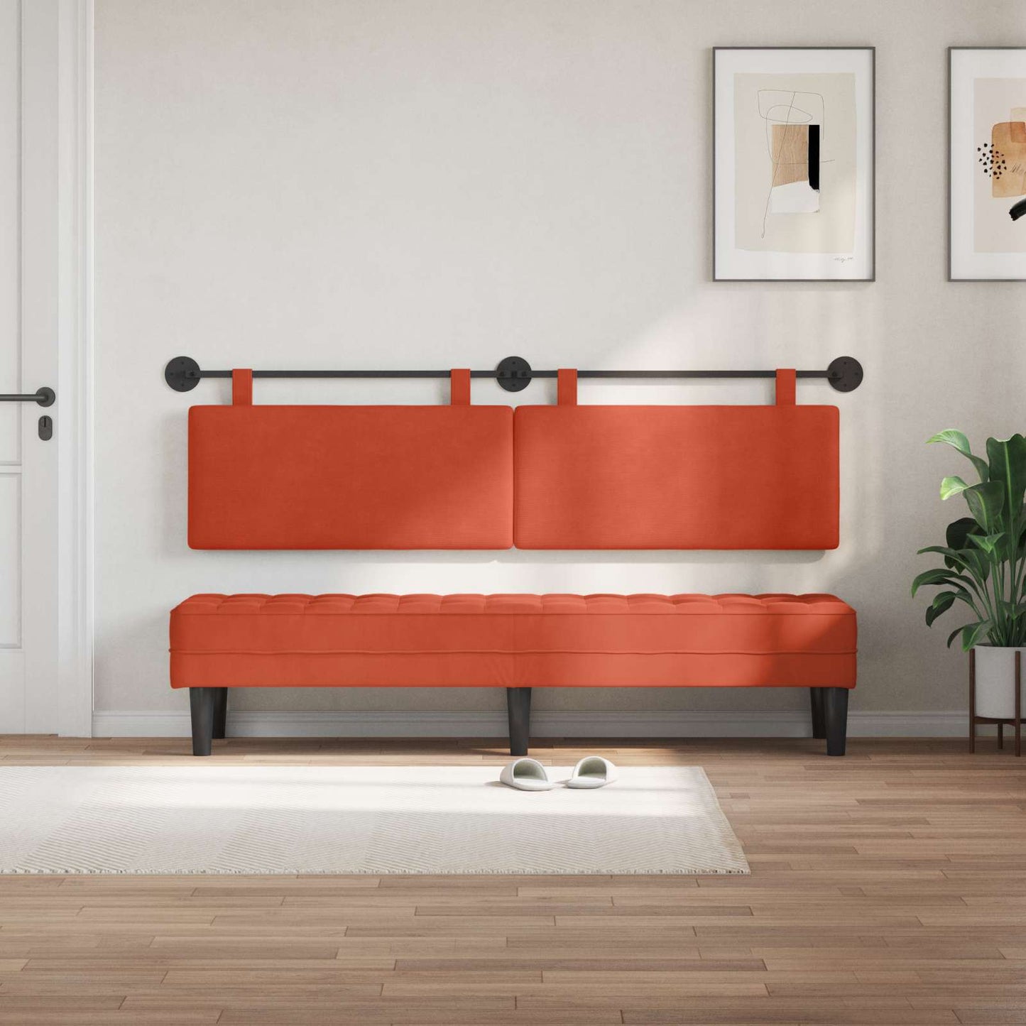 Testata appesa Rosso Arancio 170 x 55 x 5 cm Tessuto in Cords