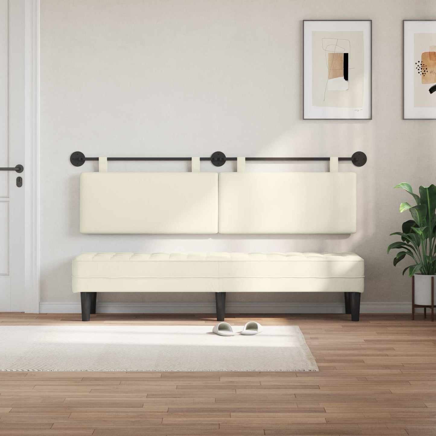Testata appesa Crema 190 x 55 x 5 cm Tessuto in Cords