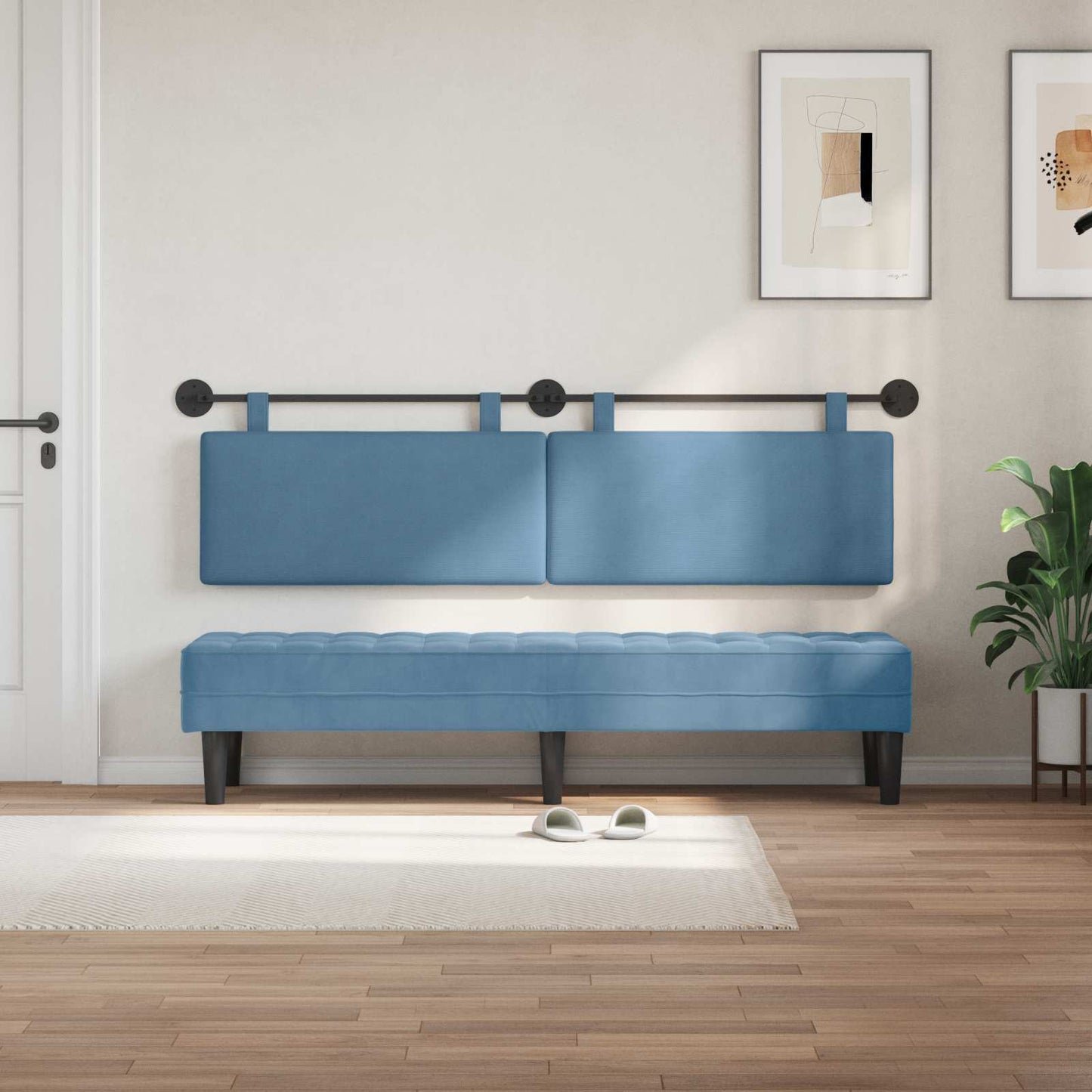 Testata appesa Tinta unita Blu 190 x 55 x 5 cm Tessuto in Cords