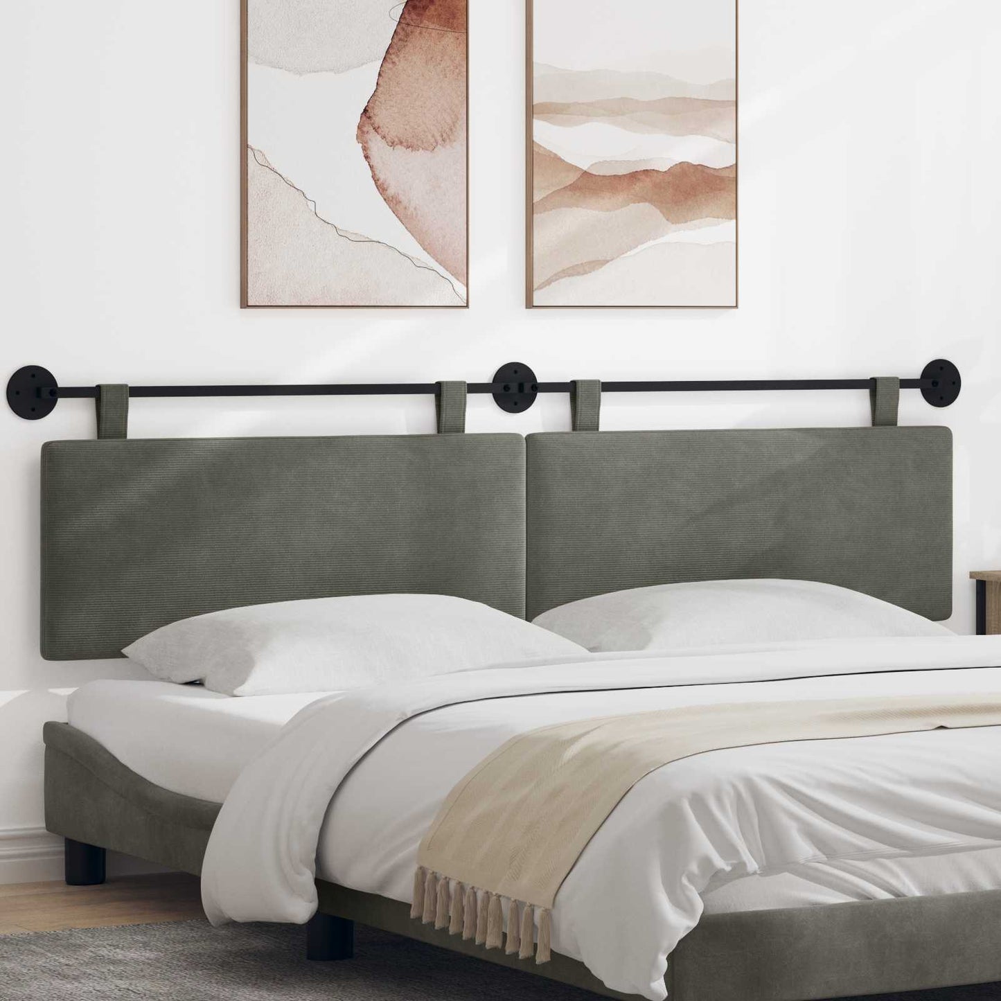 Testata appesa Grigio chiaro 210 x 55 x 5 cm Tessuto in Cords