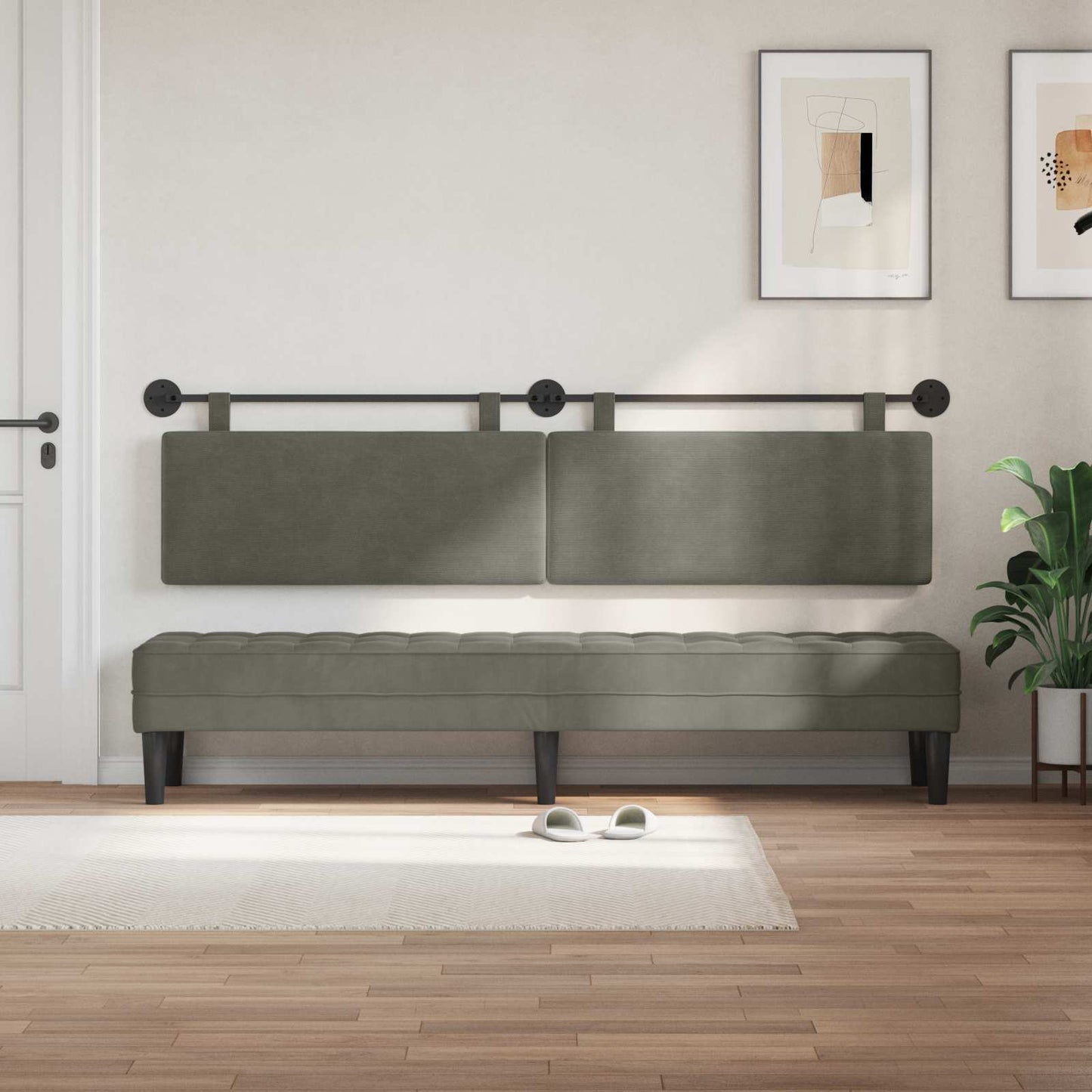 Testata appesa Grigio chiaro 210 x 55 x 5 cm Tessuto in Cords