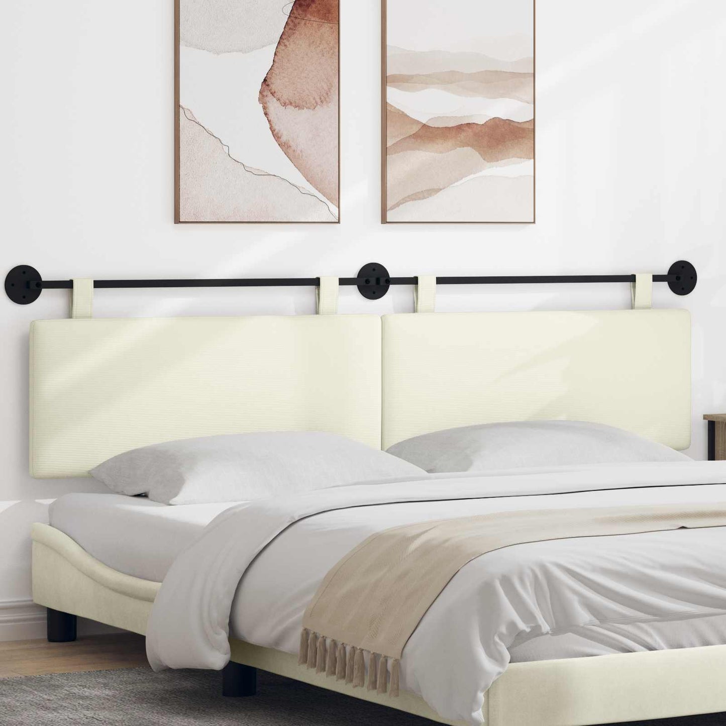 Testata appesa Crema 210 x 55 x 5 cm Tessuto in Cords