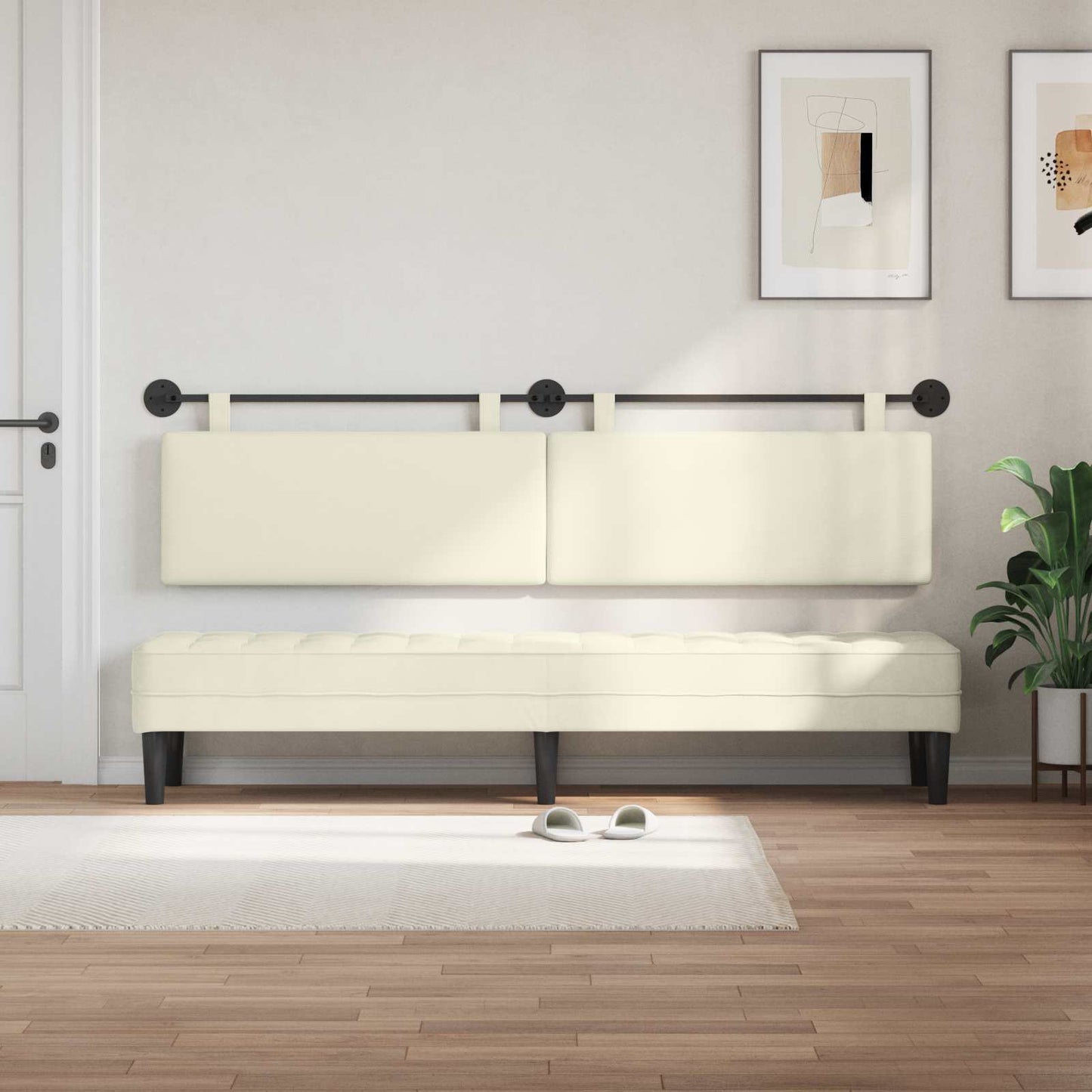 Testata appesa Crema 210 x 55 x 5 cm Tessuto in Cords