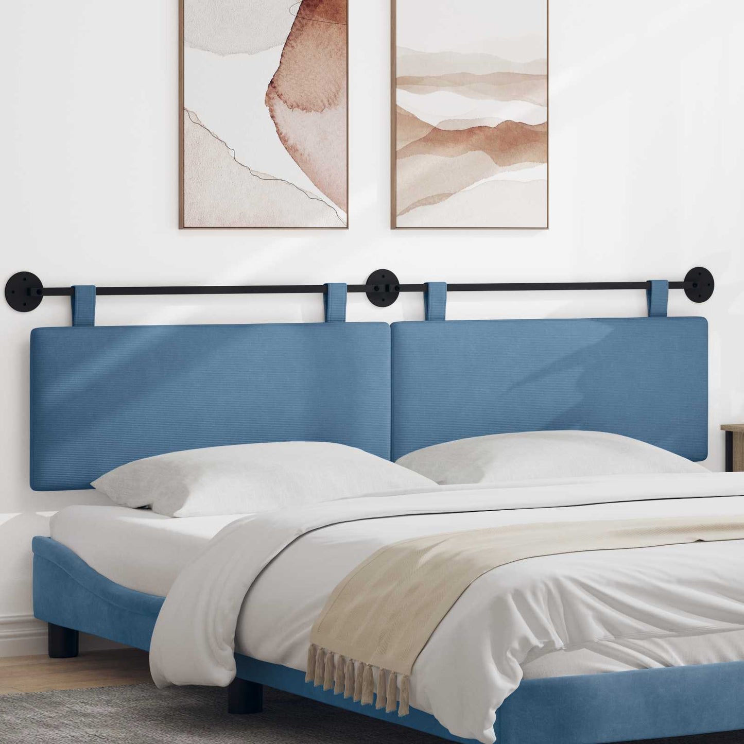 Testata appesa Tinta unita Blu 210 x 55 x 5 cm Tessuto in Cords