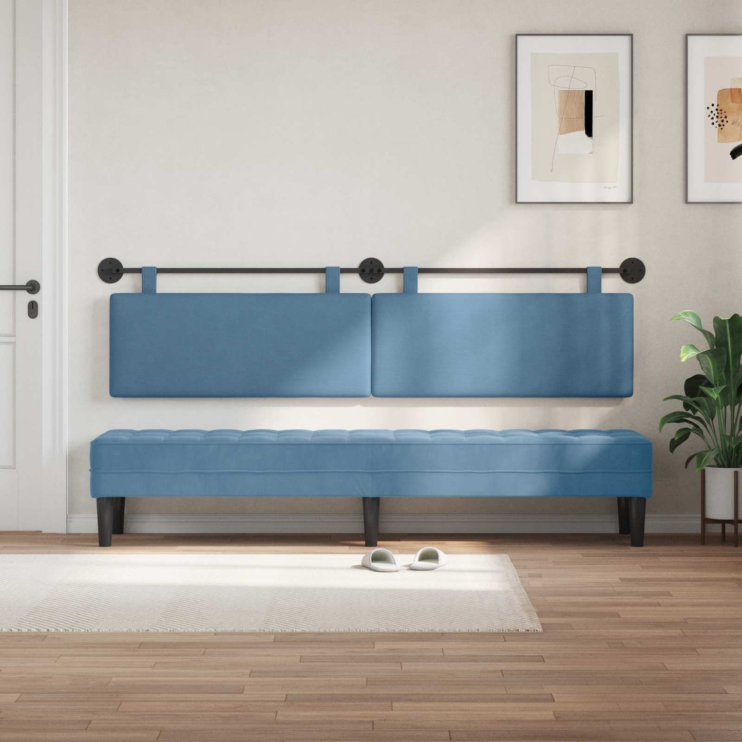 Testata appesa Tinta unita Blu 210 x 55 x 5 cm Tessuto in Cords
