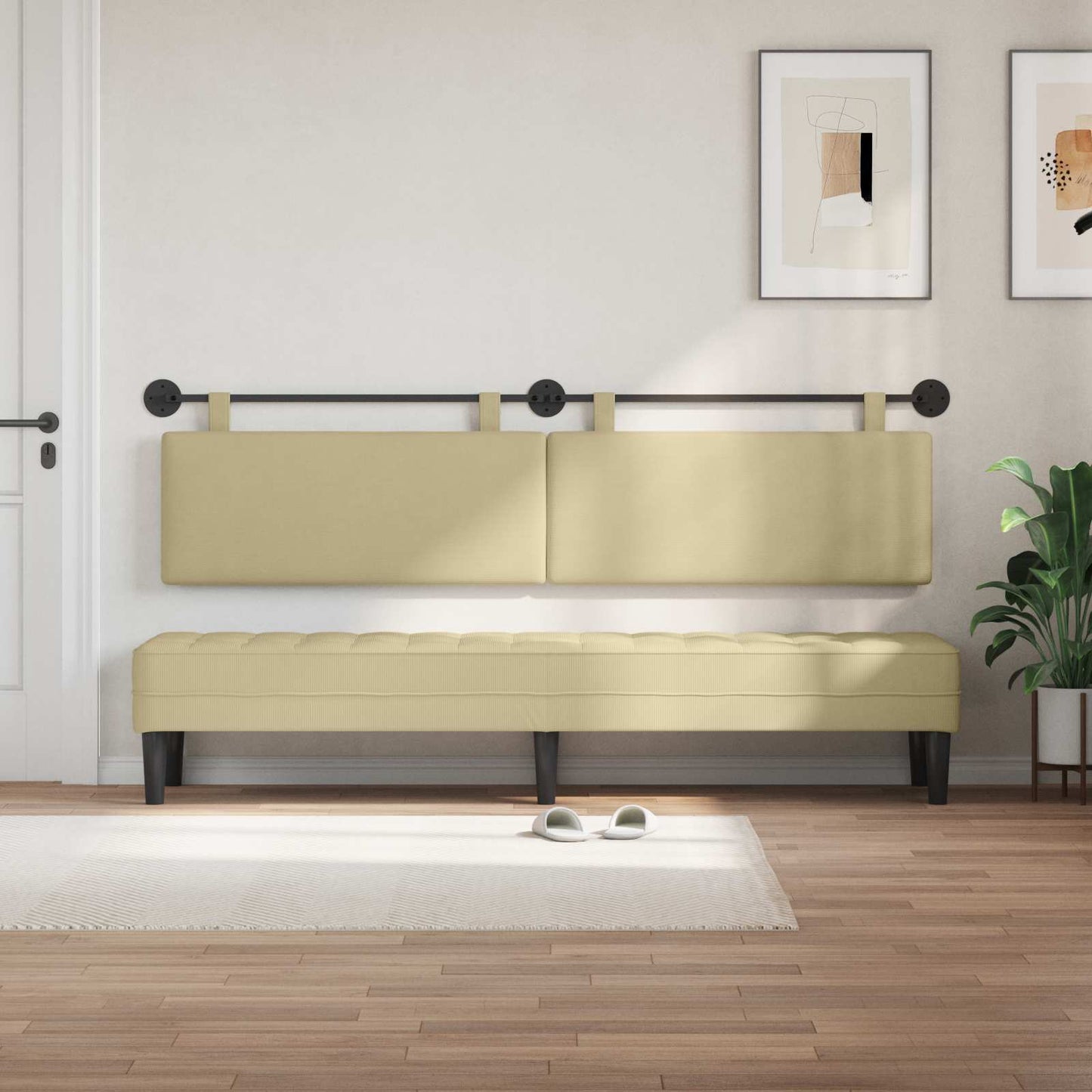 Testata appesa Tinta unita Grigio Verde Chiaro 210 x 55 x 5 cm
