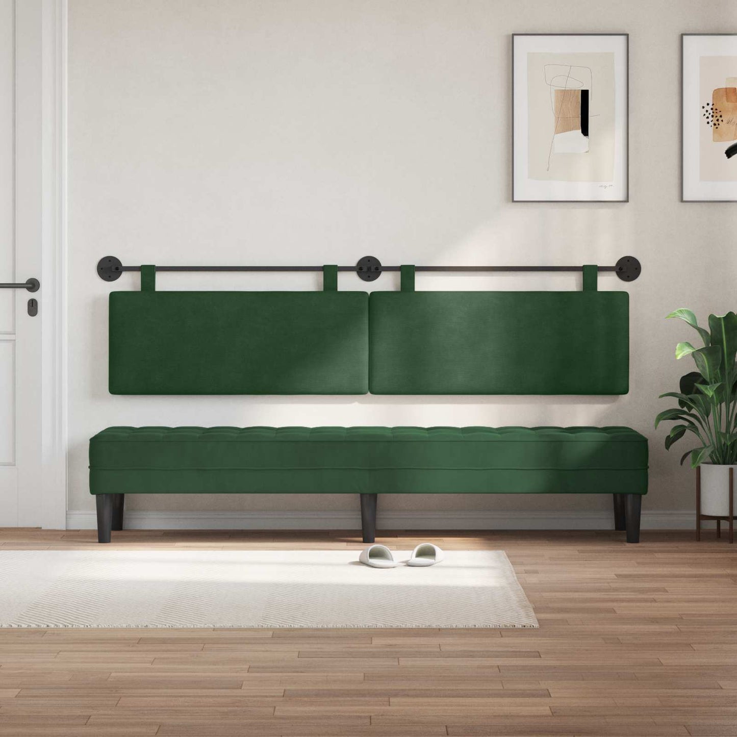 Testata appesa Verde Giungla 210 x 55 x 5 cm Tessuto in Cords
