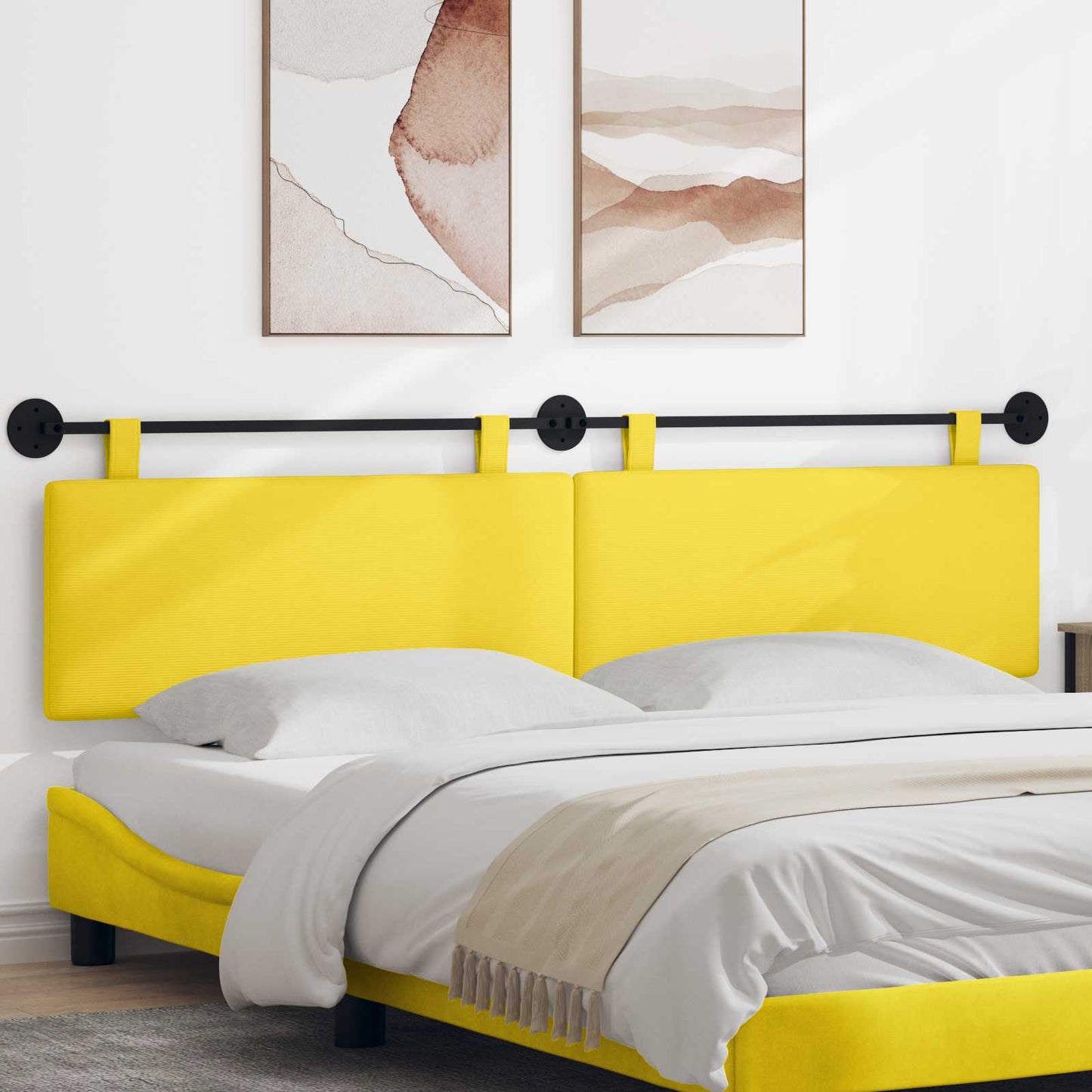 Testata appesa Giallo Chiaro 210 x 55 x 5 cm Tessuto in Cords