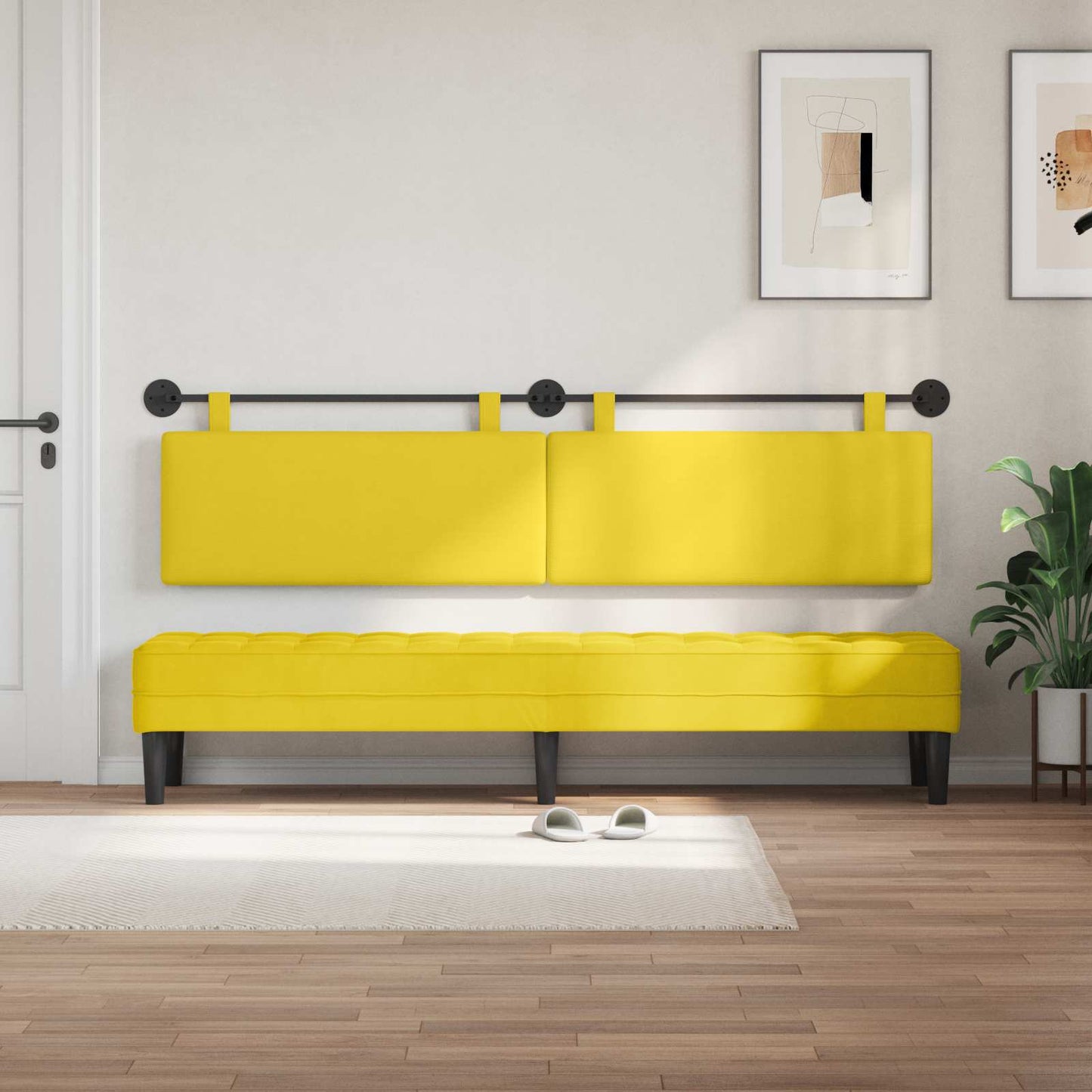 Testata appesa Giallo Chiaro 210 x 55 x 5 cm Tessuto in Cords