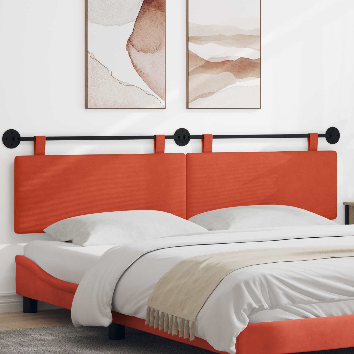 Testata appesa Rosso Arancio 210 x 55 x 5 cm Tessuto in Cords