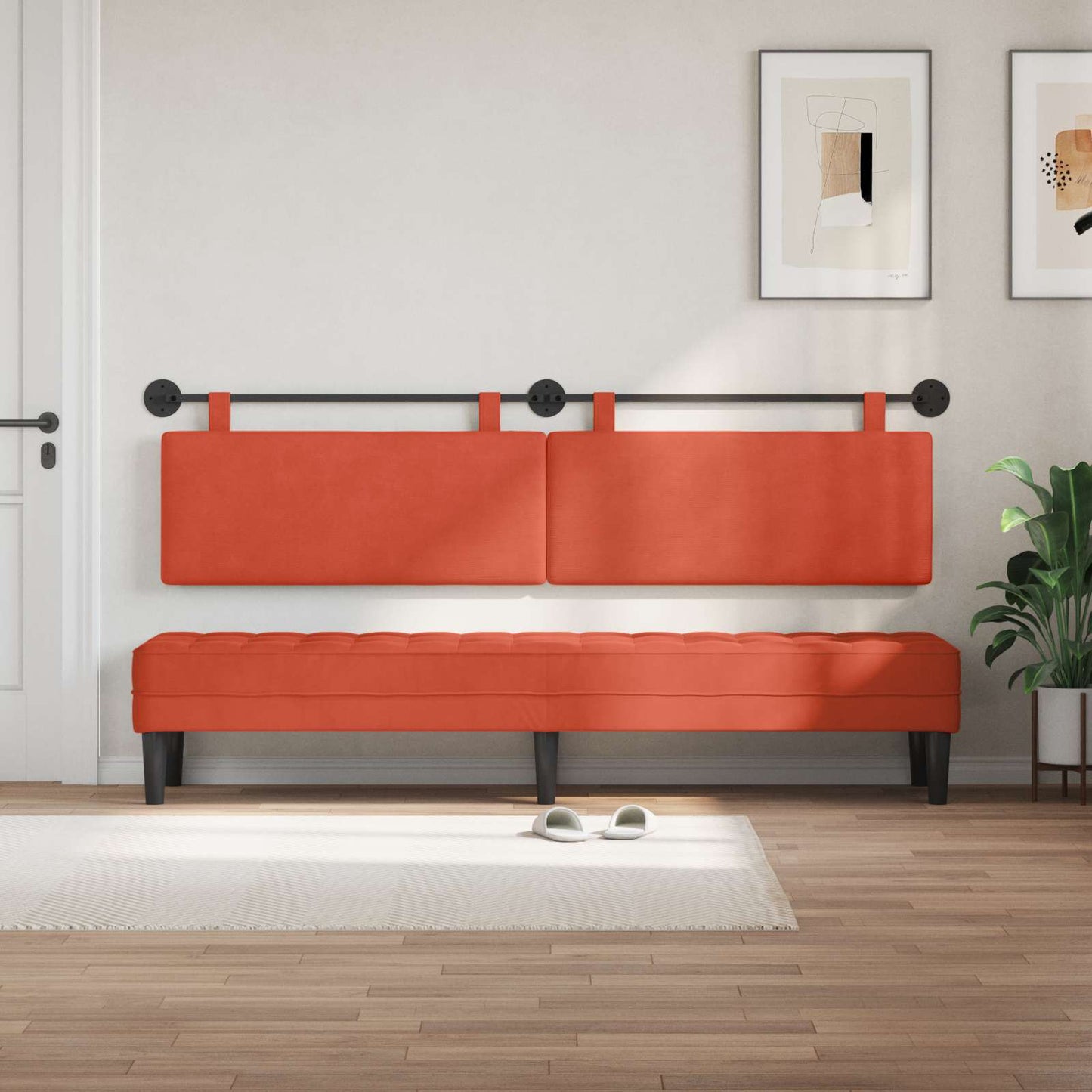 Testata appesa Rosso Arancio 210 x 55 x 5 cm Tessuto in Cords