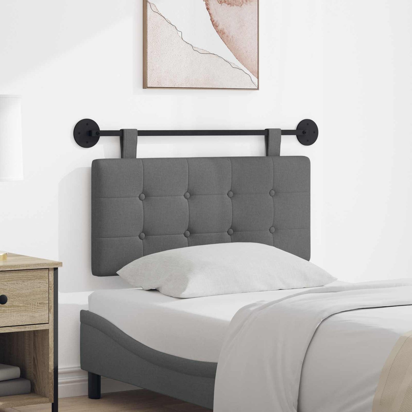 Testata appesa Grigio scuro 90 x 55 x 5 cm Tessuto