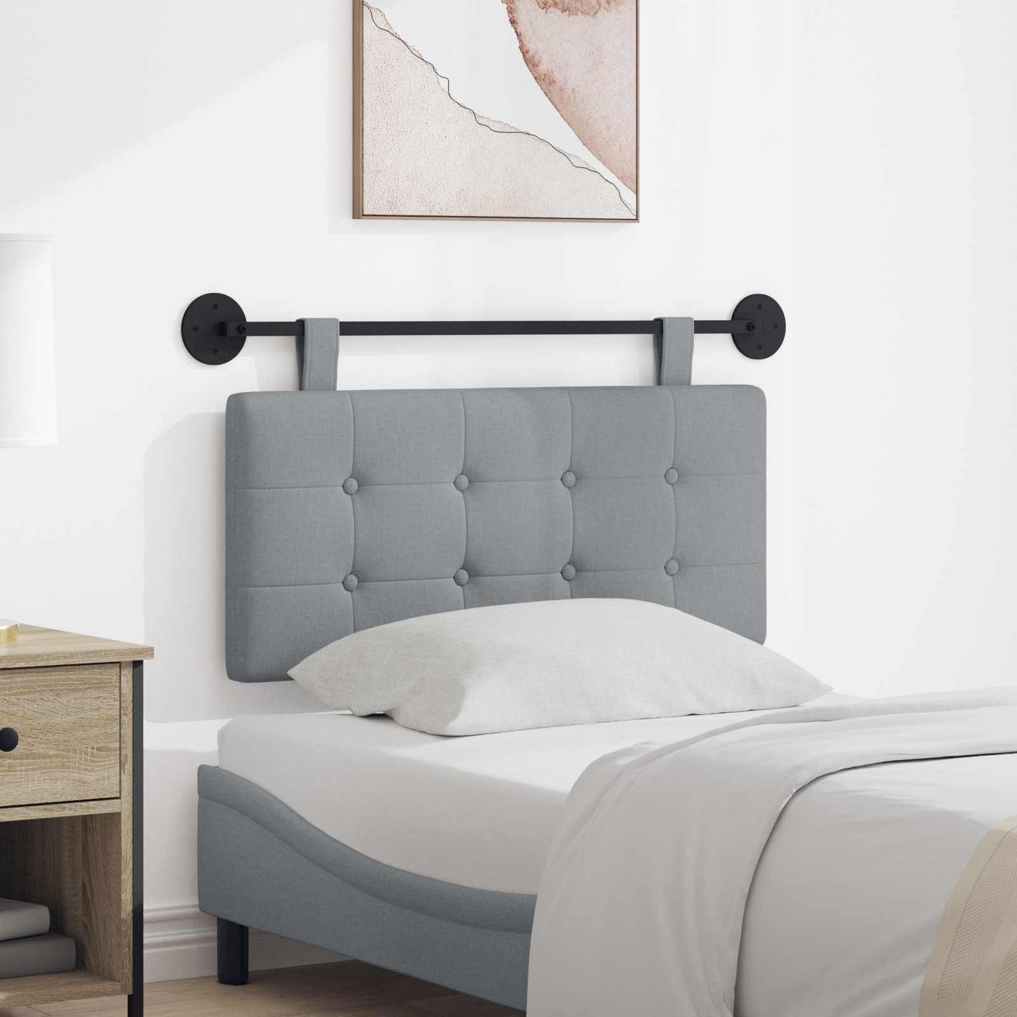 Testata appesa Grigio chiaro 100 x 55 x 5 cm Tessuto