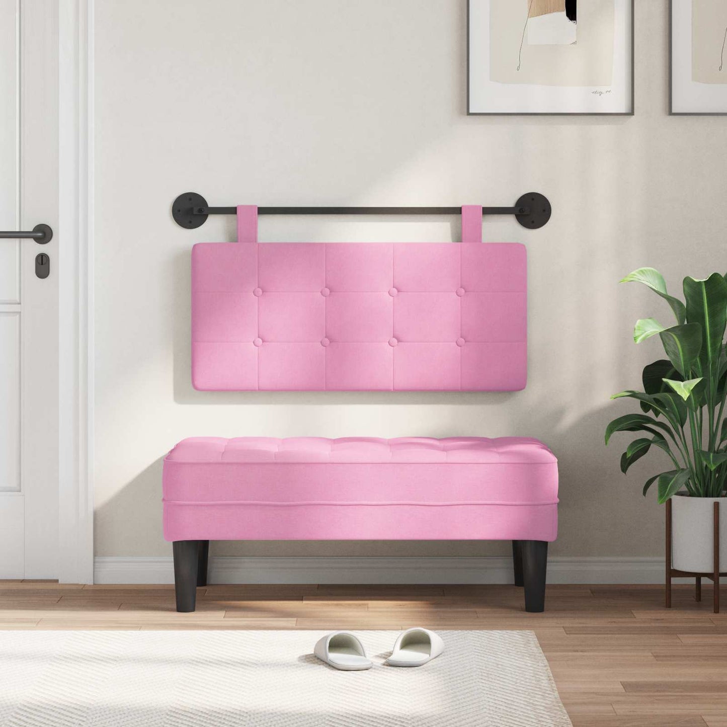 Testata appesa Montaggio a parete Rosa 100 x 55 x 5 cm Tessuto