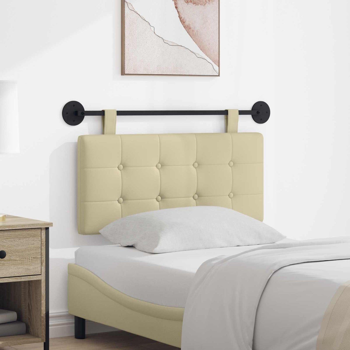 Testata appesa Crema 100 x 55 x 5 cm Pelle Sintetica