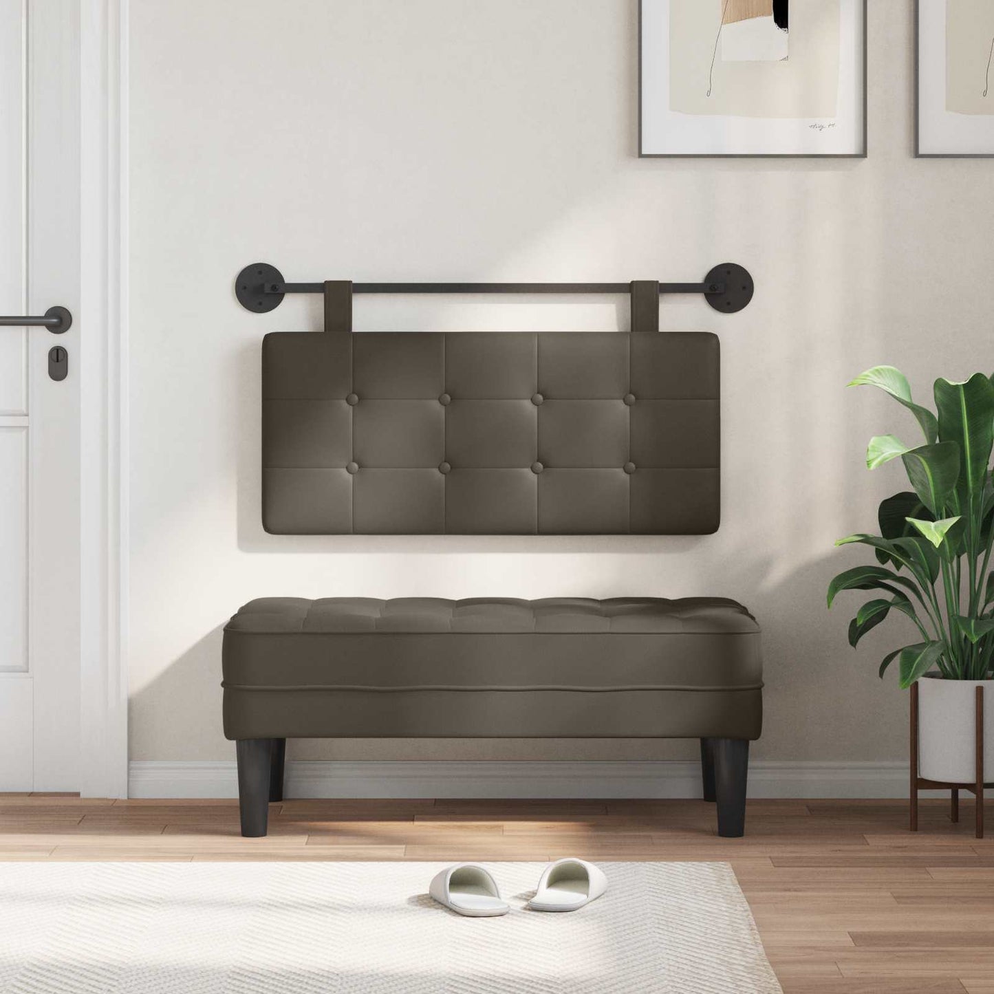 Testata appesa Grigio 100 x 55 x 5 cm Pelle Sintetica
