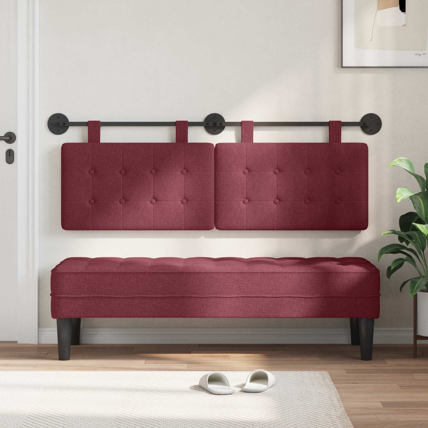 Testata appesa Rosso Vino 130 x 55 x 5 cm Tessuto