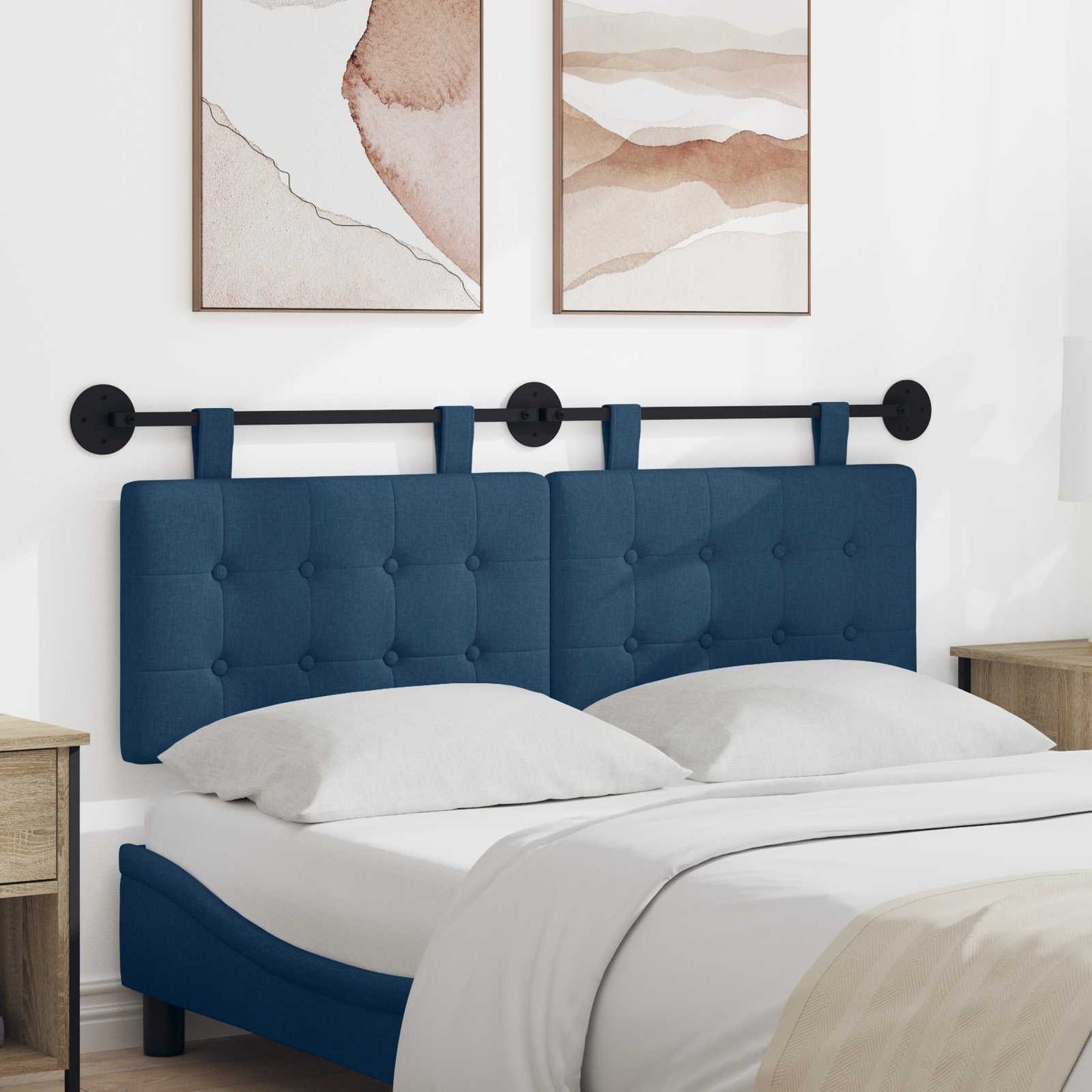 Testata appesa Montaggio a parete Blu 130 x 55 x 5 cm Tessuto