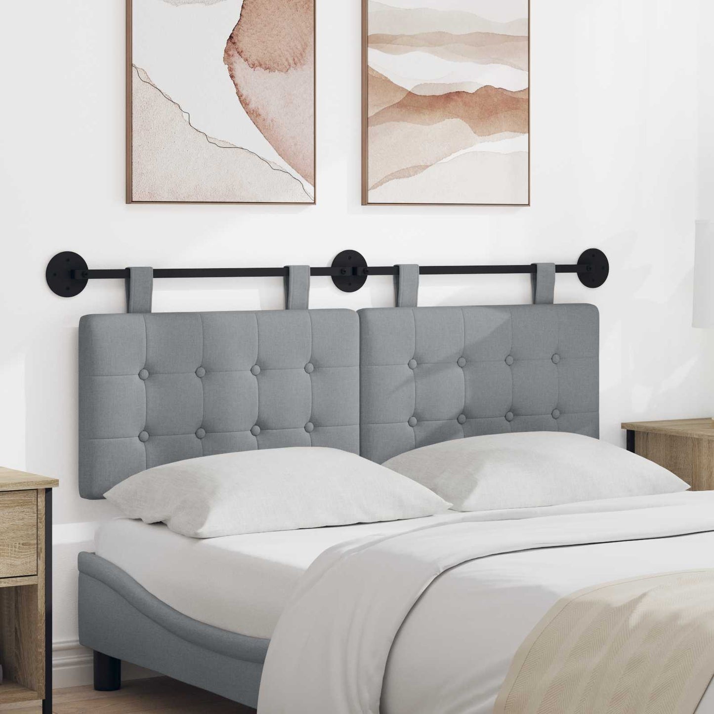 Testata appesa Grigio chiaro 150 x 55 x 5 cm Tessuto