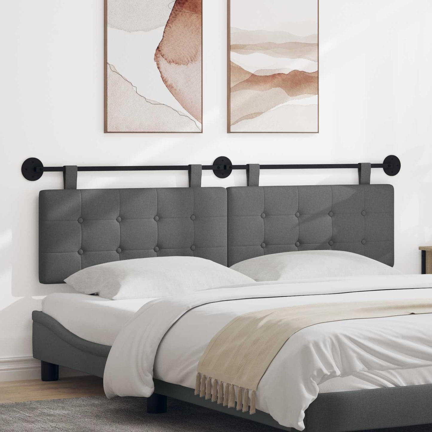 Testata appesa Grigio scuro 170 x 55 x 5 cm Tessuto