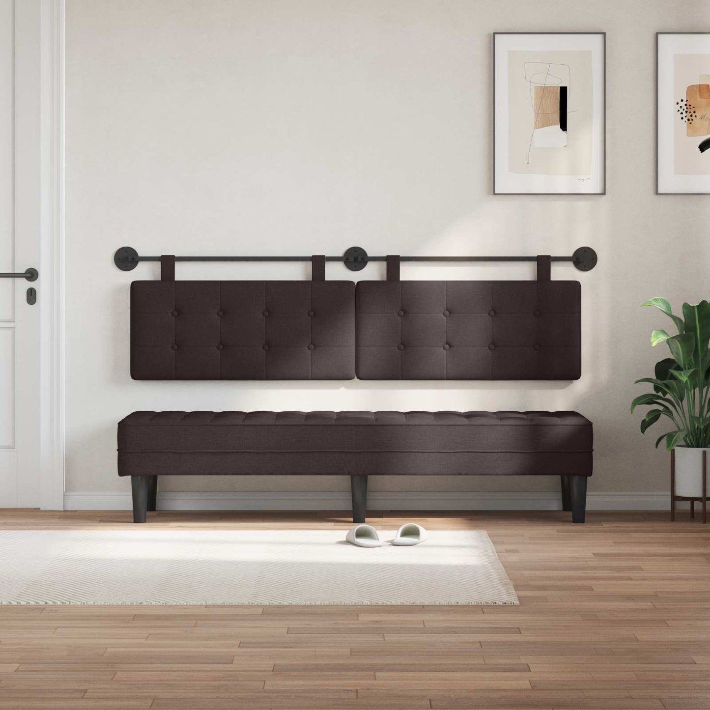Testata appesa Marrone Scuro 190 x 55 x 5 cm Tessuto