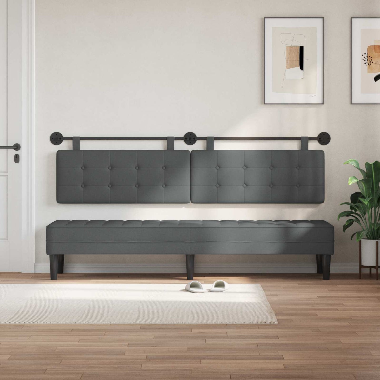 Testata appesa Grigio scuro 210 x 55 x 5 cm Tessuto