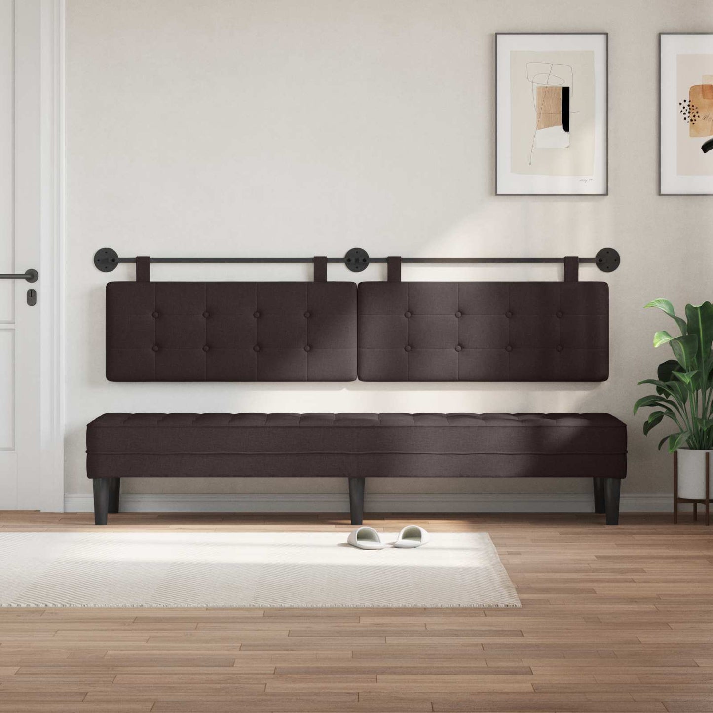 Testata appesa Marrone Scuro 210 x 55 x 5 cm Tessuto