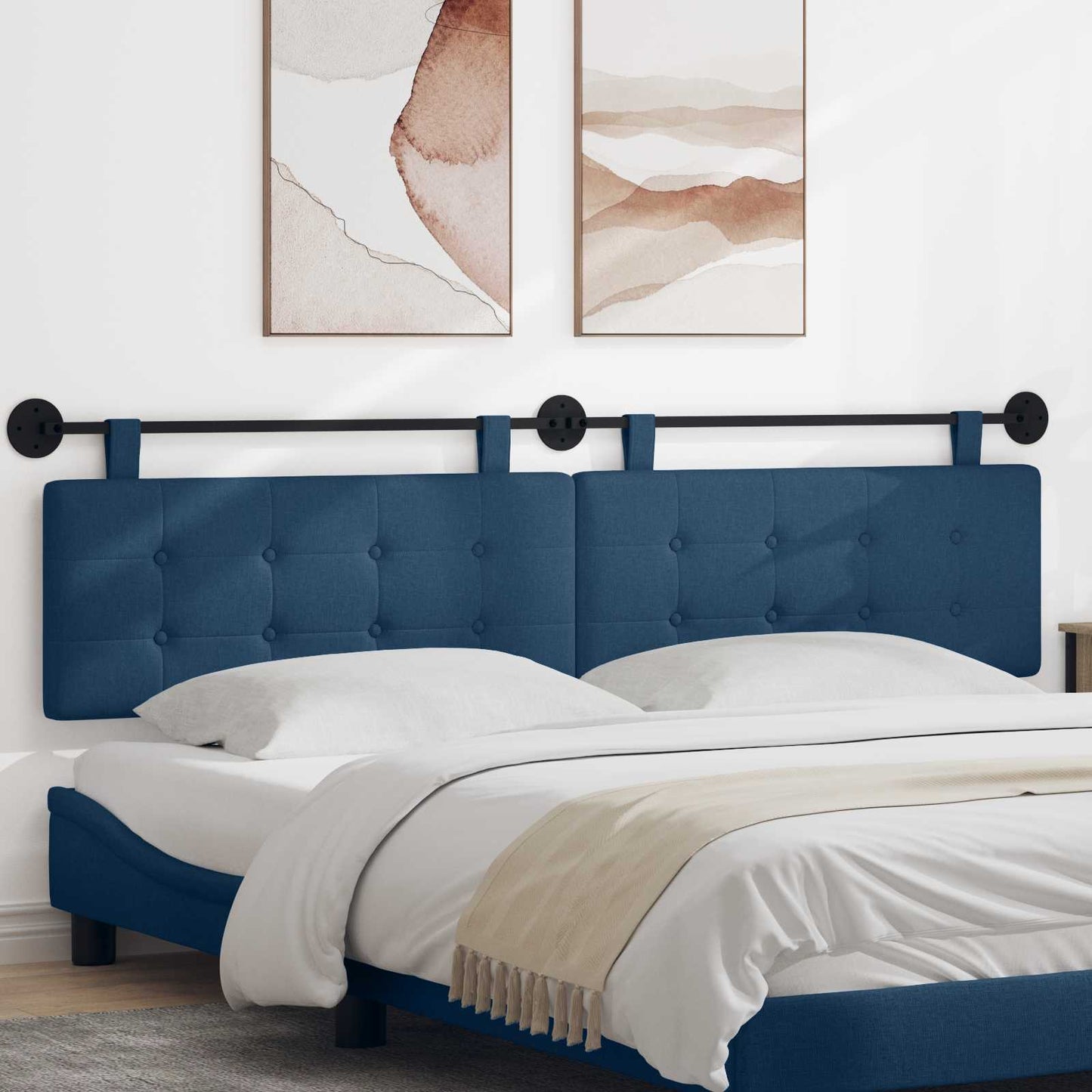 Testata appesa Montaggio a parete Blu 210 x 55 x 5 cm Tessuto