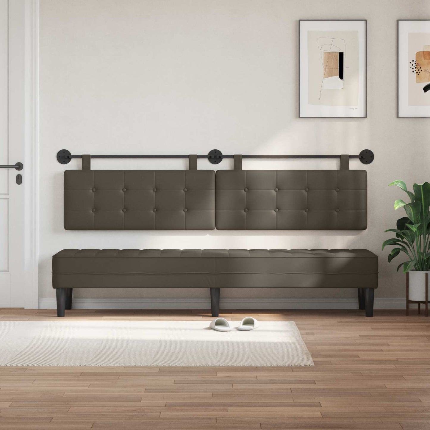 Testata appesa Grigio 210 x 55 x 5 cm Pelle Sintetica