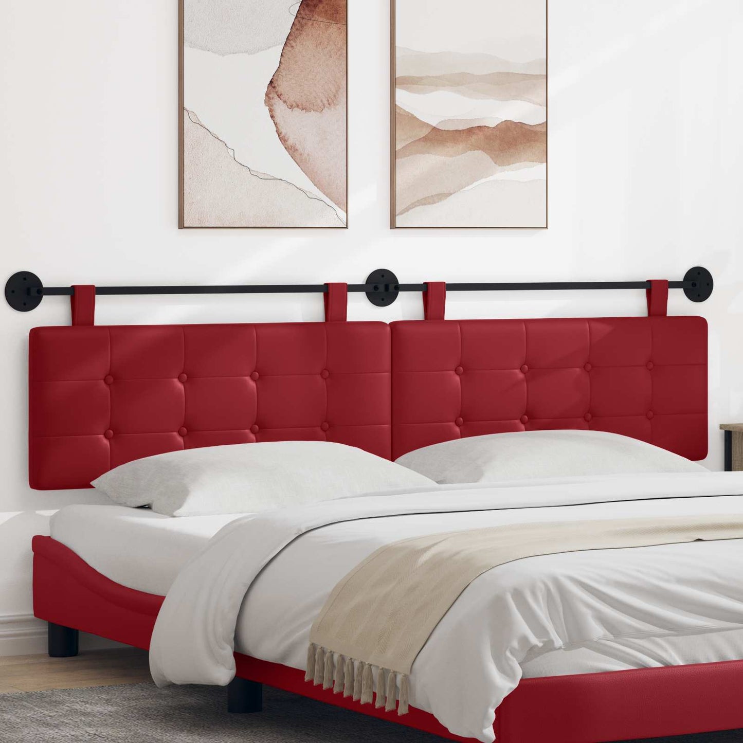 Testata appesa Rosso Vino 210 x 55 x 5 cm Pelle Sintetica